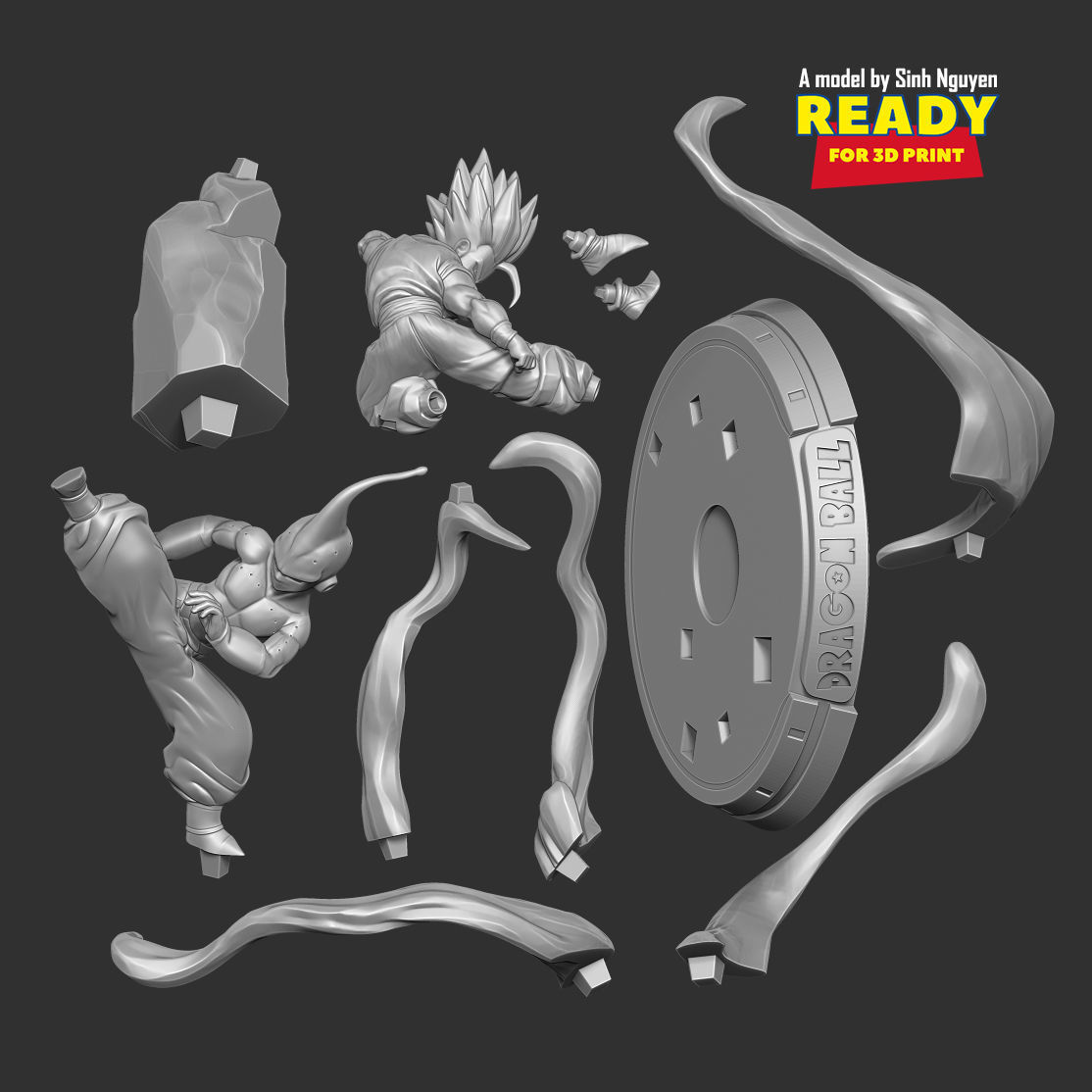 Gohan vs Buu - Fanart Remake 3D print model_2