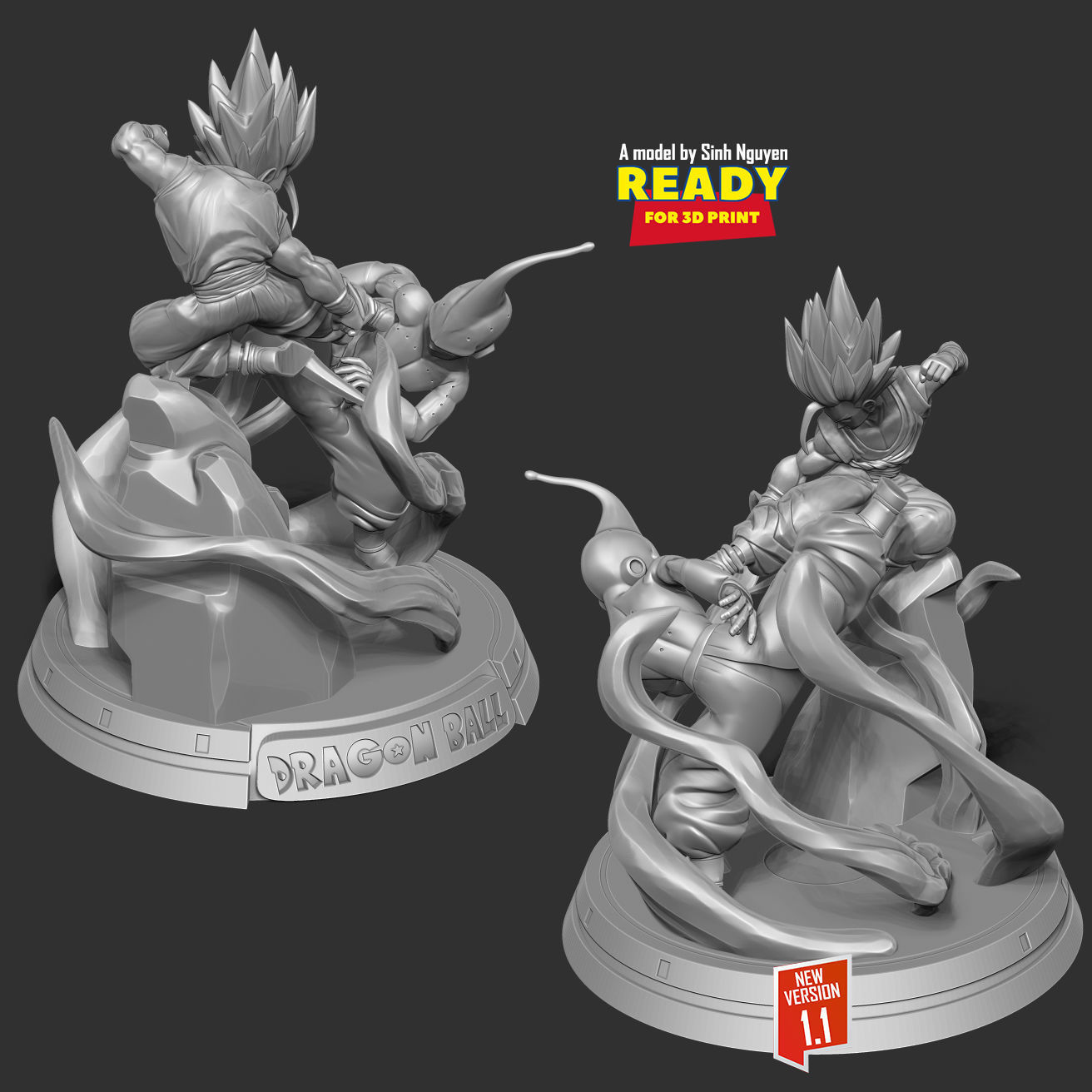 Gohan vs Buu - Fanart Remake 3D print model_1