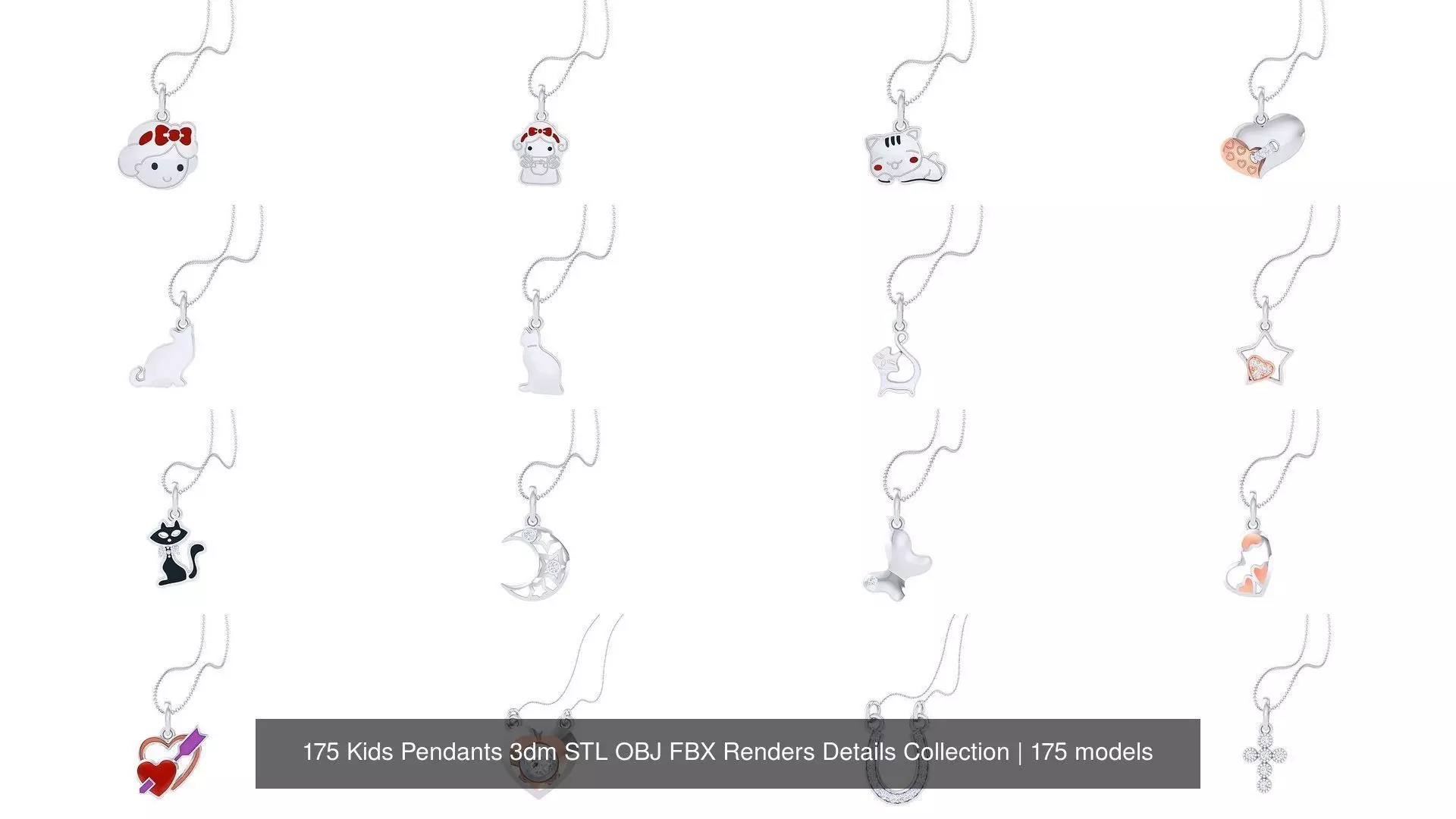 175 Kids Pendants 3dm STL OBJ FBX Renders Details Collection _0