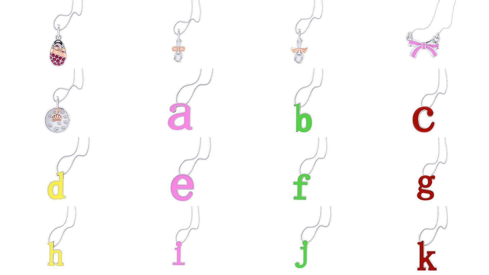 175 Kids Pendants 3dm STL OBJ FBX Renders Details Collection _13