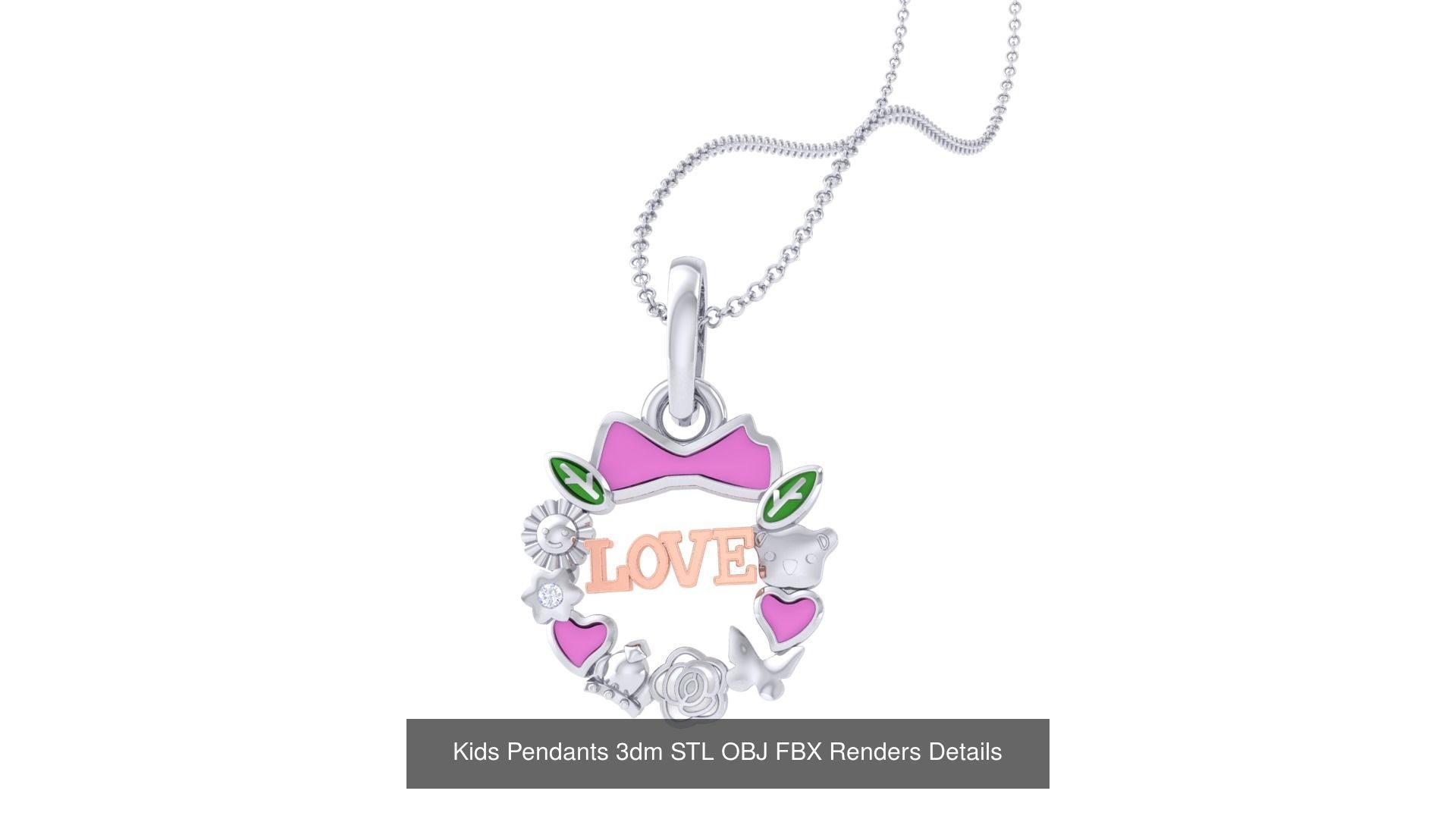175 Kids Pendants 3dm STL OBJ FBX Renders Details Collection _127