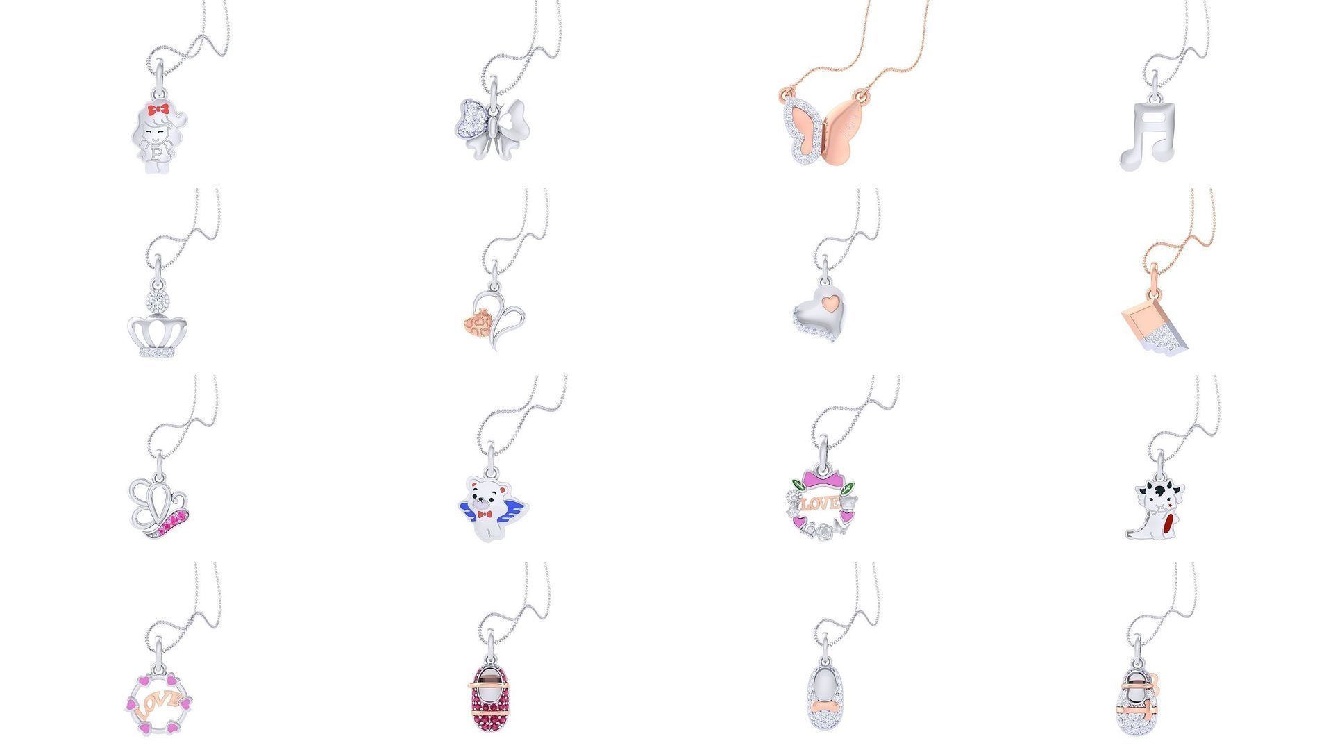 175 Kids Pendants 3dm STL OBJ FBX Renders Details Collection _11