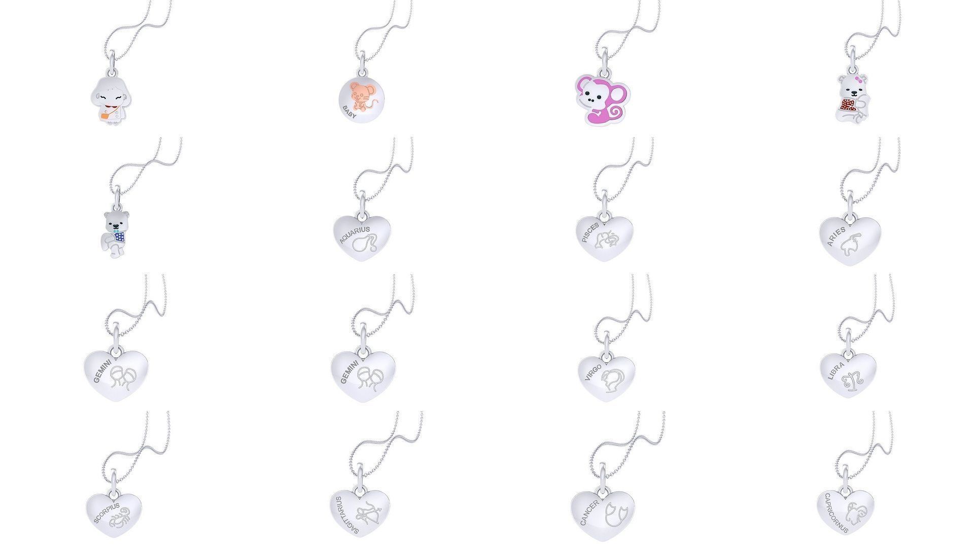 175 Kids Pendants 3dm STL OBJ FBX Renders Details Collection _9