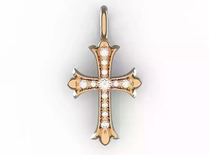 cross with diamonds 3D print model