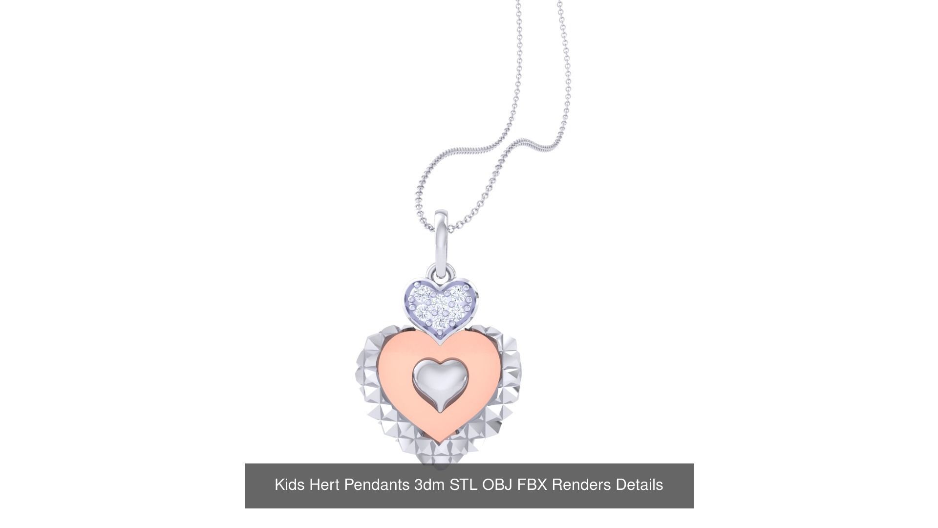 22 Kids Heart Pendants 3dm STL OBJ FBX Render Details Collection _6