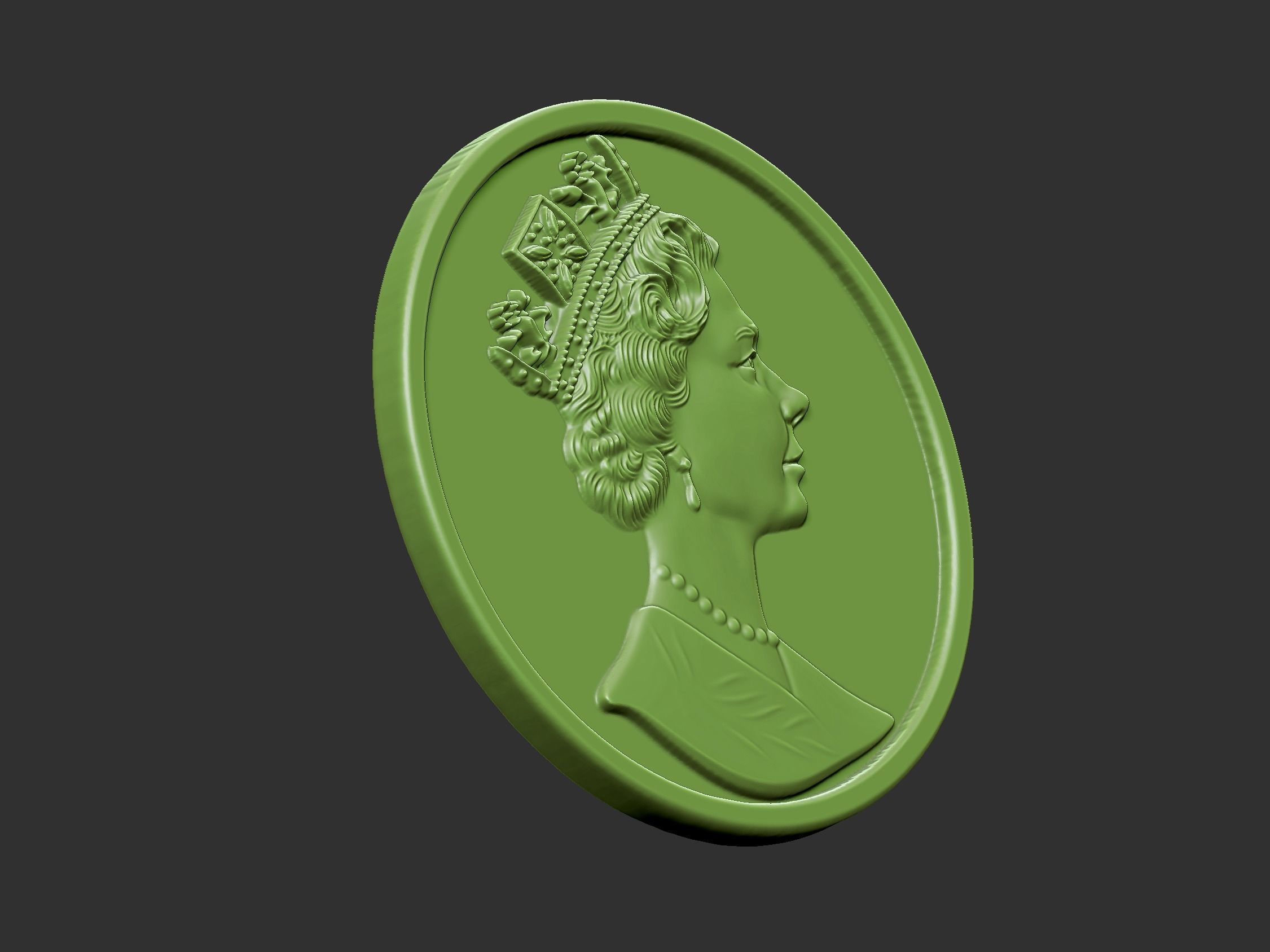 Elizabeth coin with face of queen 3D print model_2