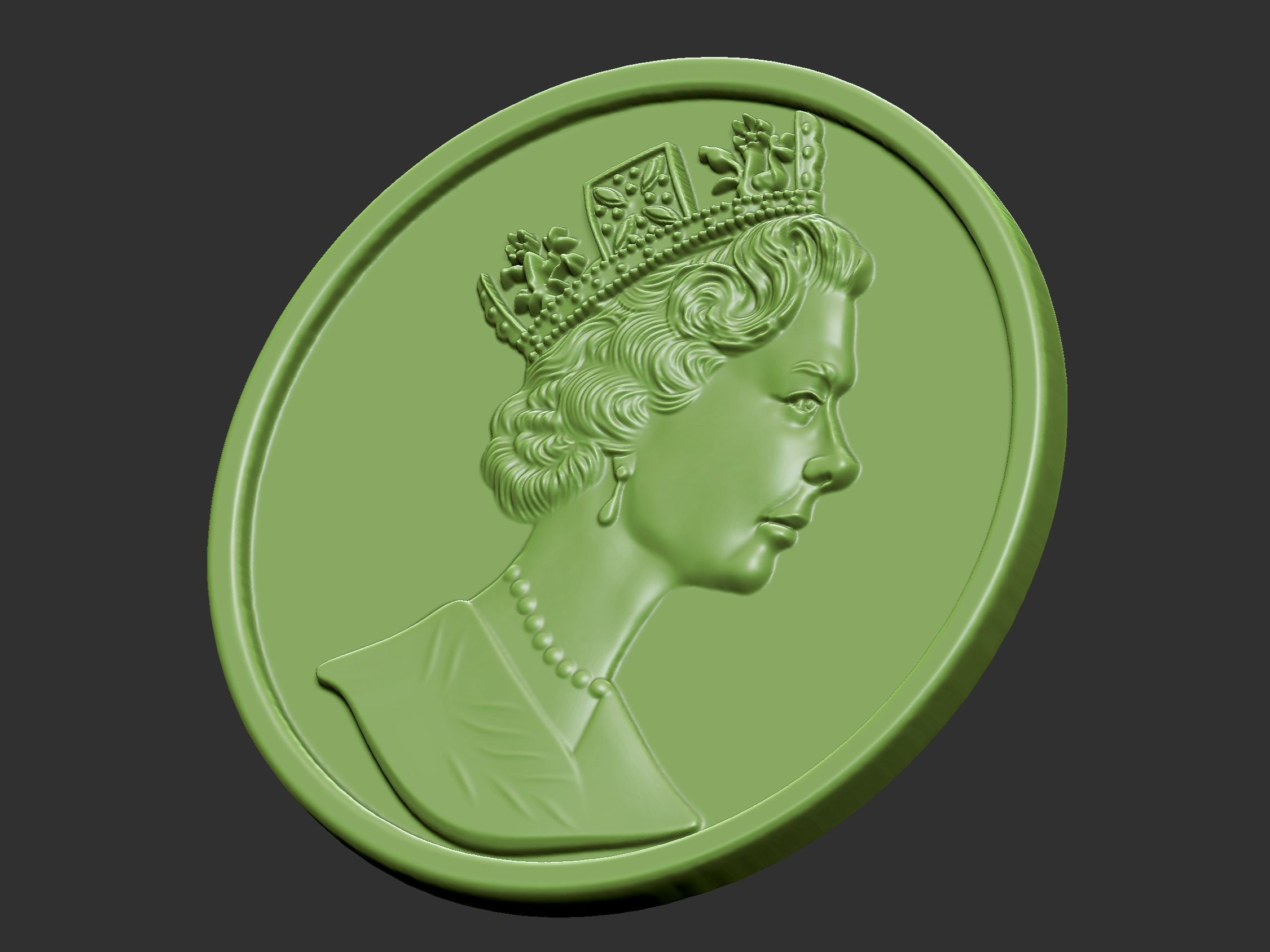 Elizabeth coin with face of queen 3D print model_3