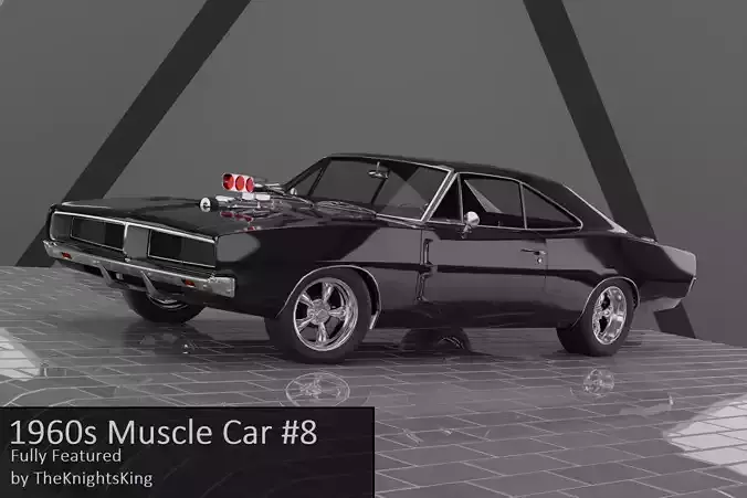 1960s Muscle Car 8 Fully Featured Low-poly 3D model