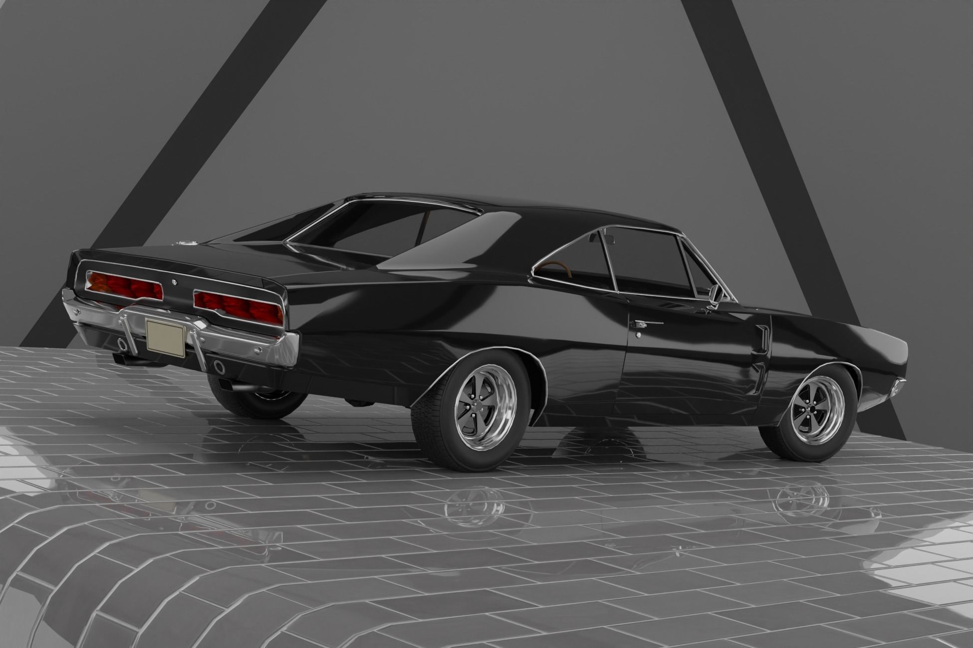 1960s Muscle Car 8 Fully Featured Low-poly 3D model_3