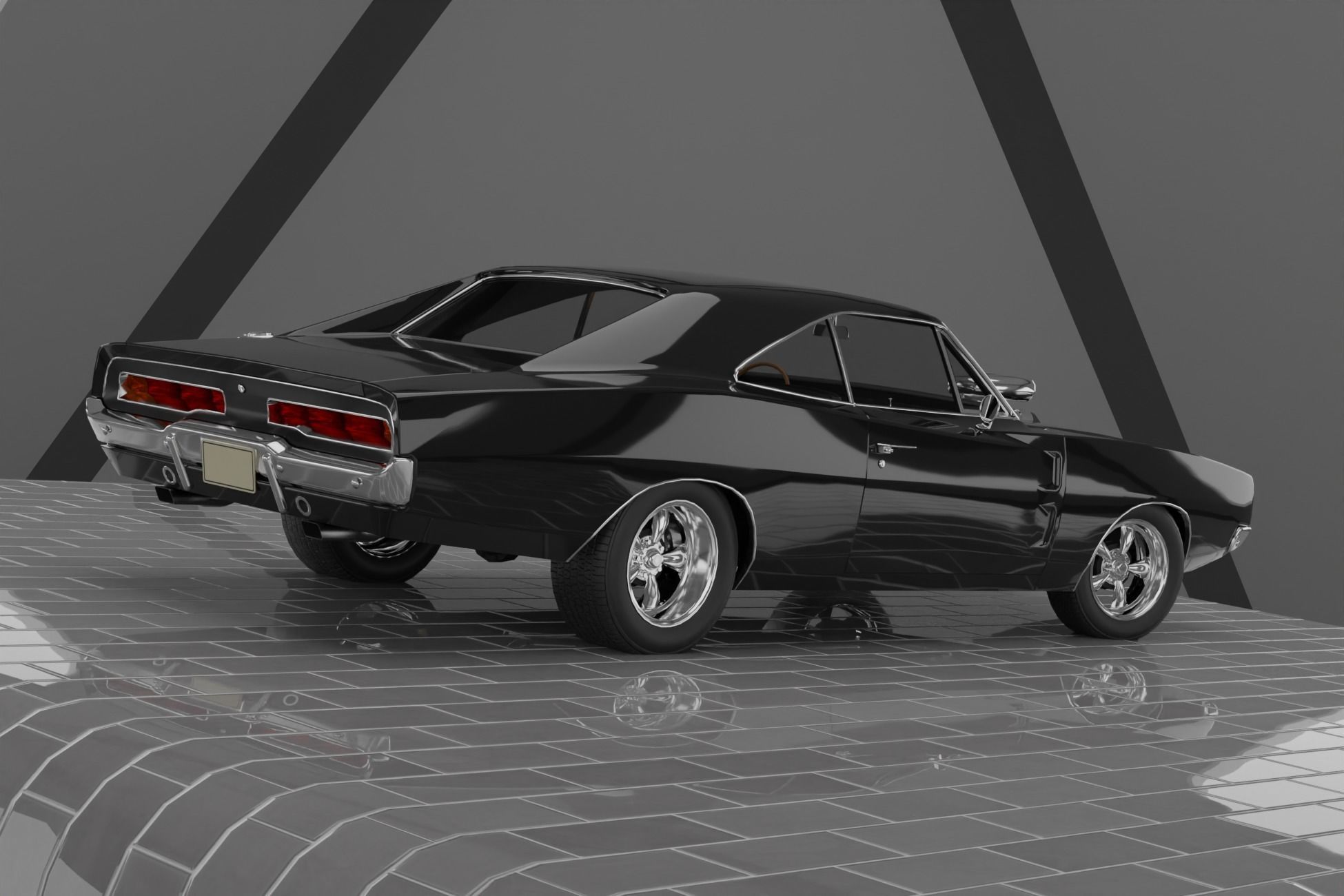 1960s Muscle Car 8 Fully Featured Low-poly 3D model_1