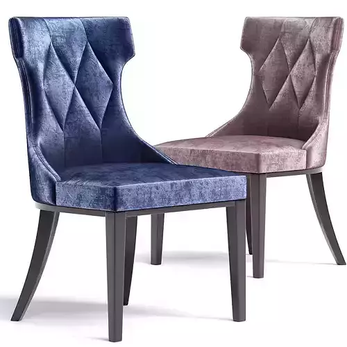 Manhattan Comfort Reine Cobalt Blue  Walnut Velvet Dining Chair