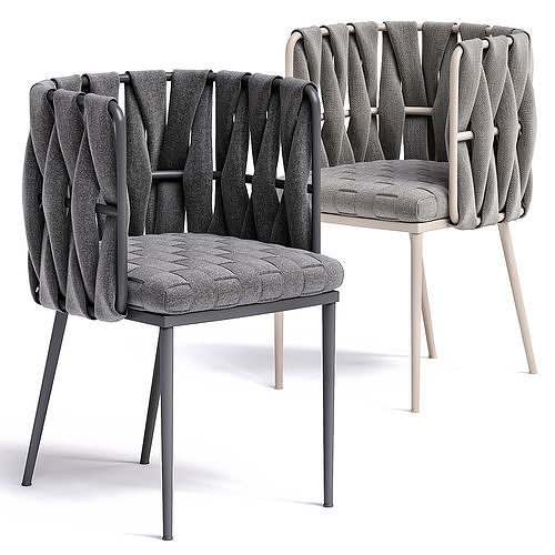 Modern Milano Off White and Gold Dining Chair Low-poly 3D model