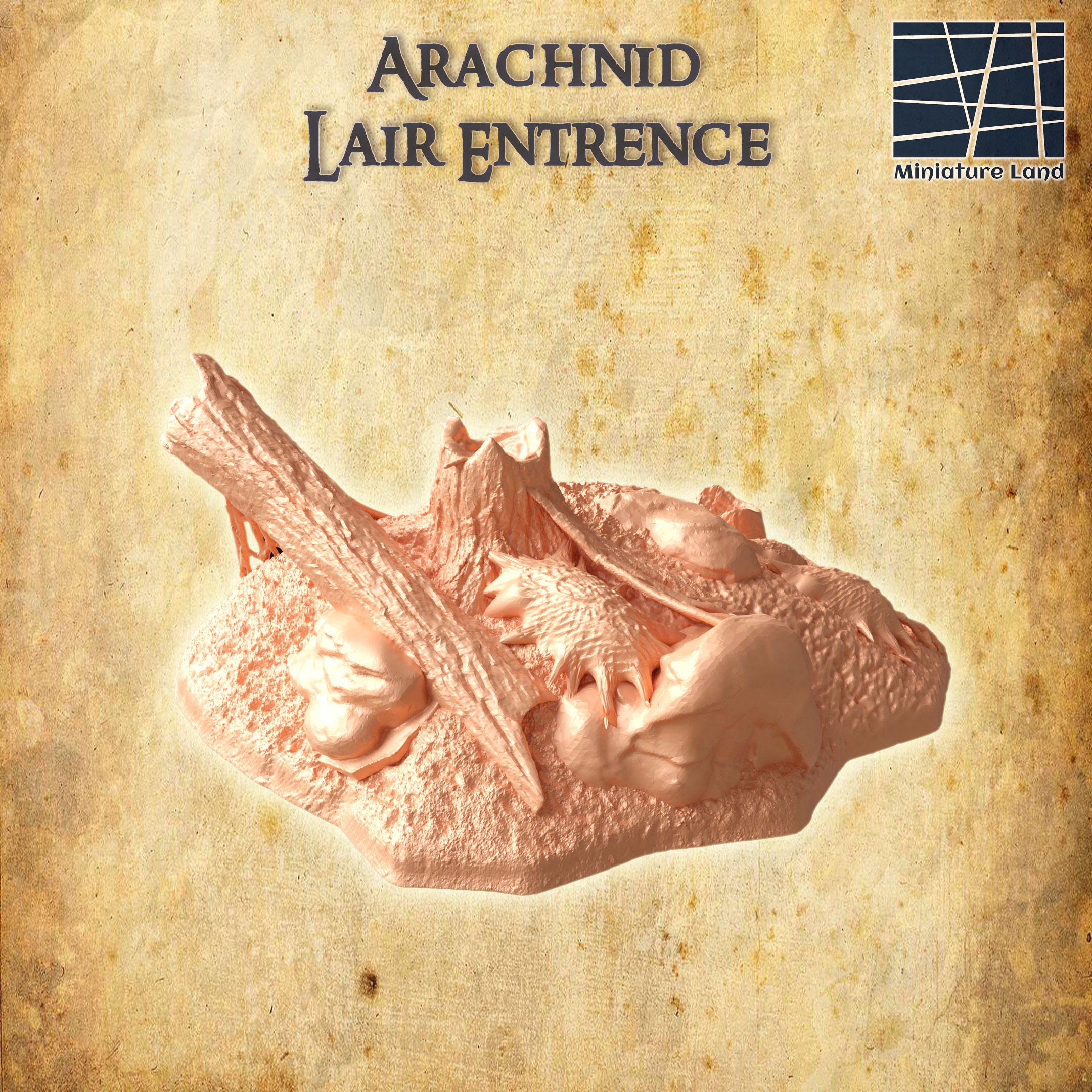 Arachnid Lair Entrence Tabletop Terrain 28 MM 3D print model_5