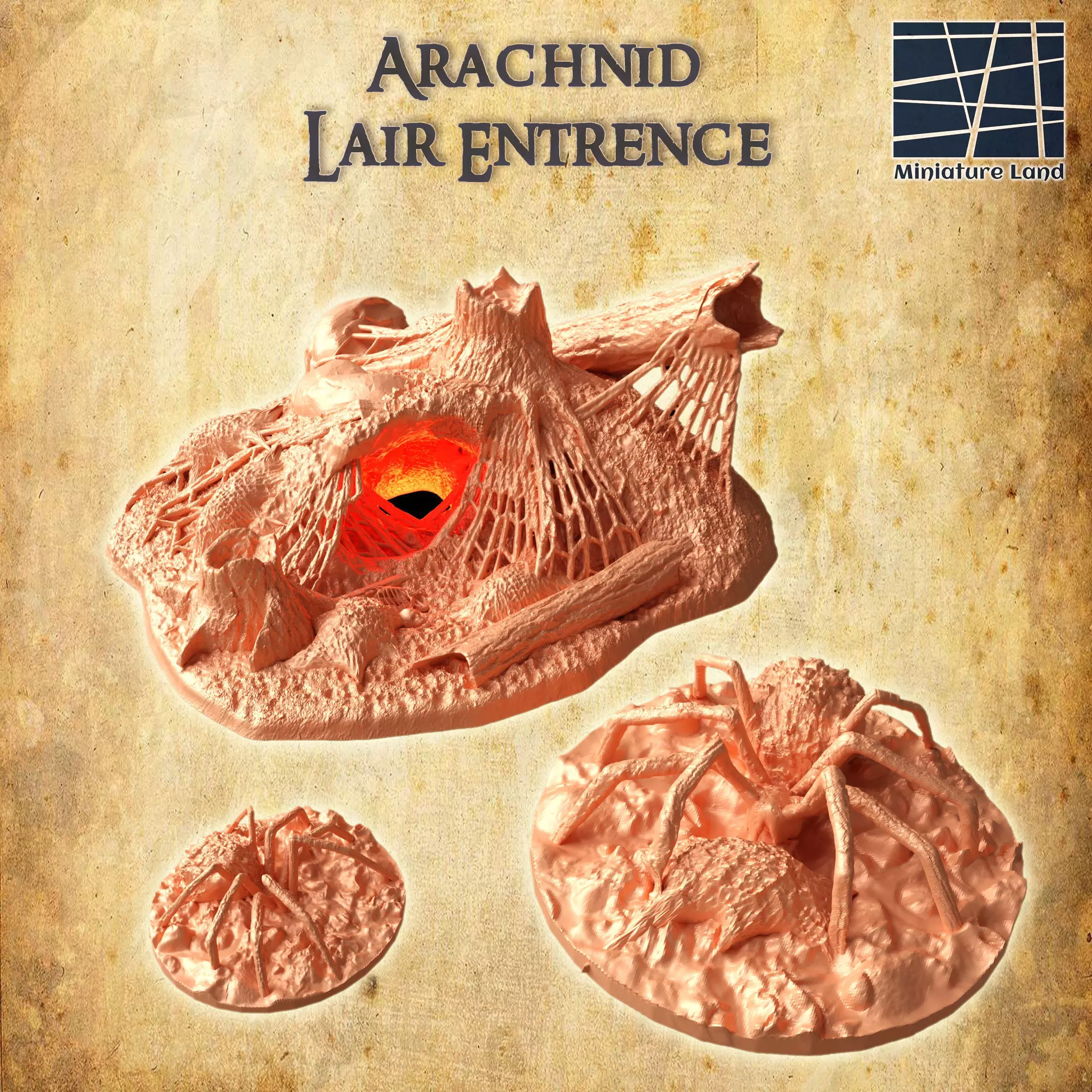 Arachnid Lair Entrence Tabletop Terrain 28 MM 3D print model_0