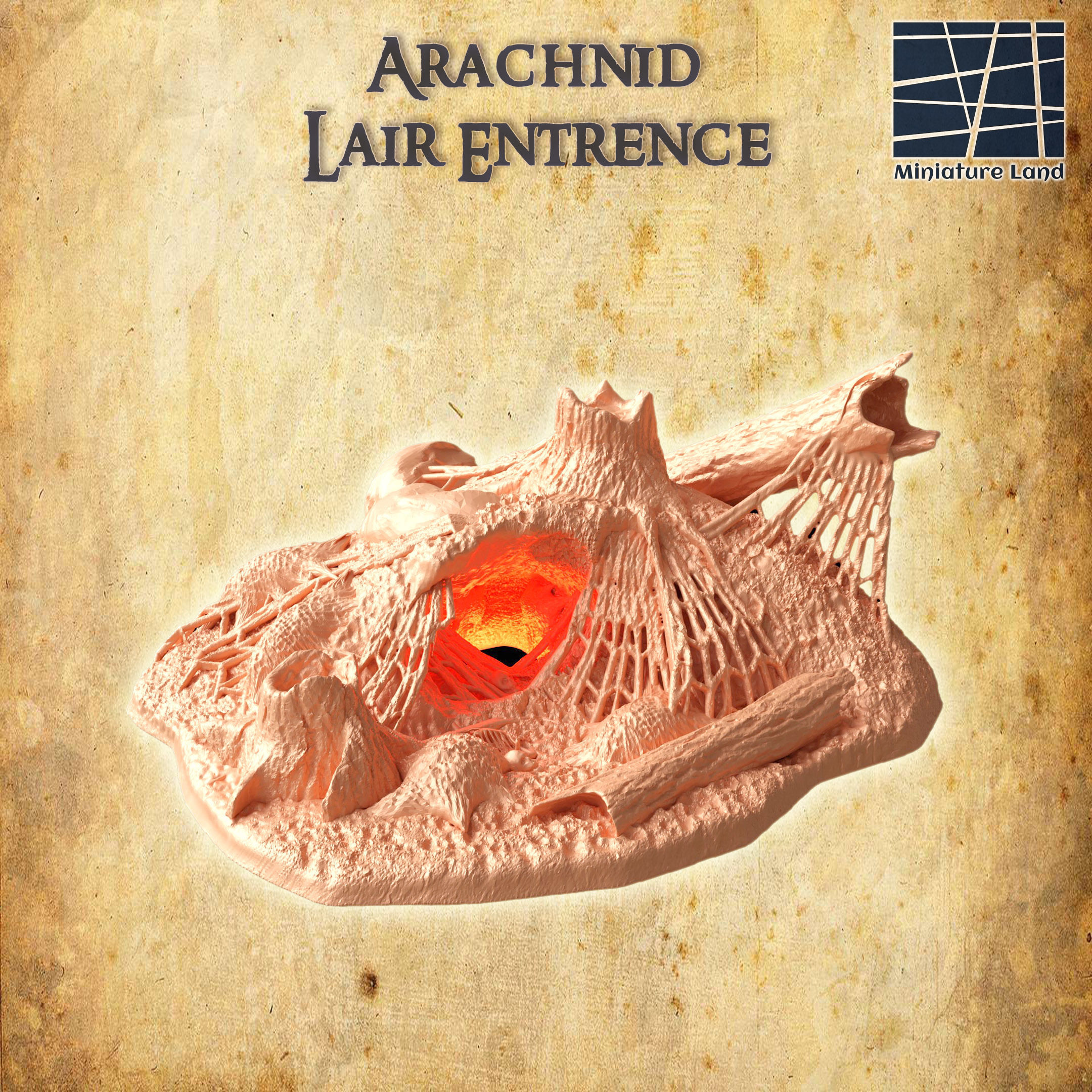 Arachnid Lair Entrence Tabletop Terrain 28 MM 3D print model_1
