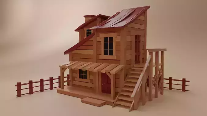 Low Poly Wild West House