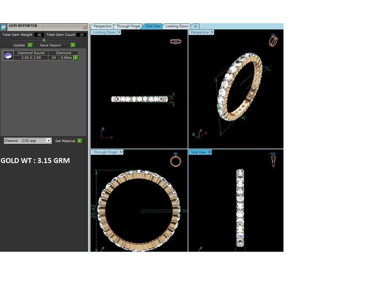 Diamond Band Ring 3dm render detail  3D print model_12