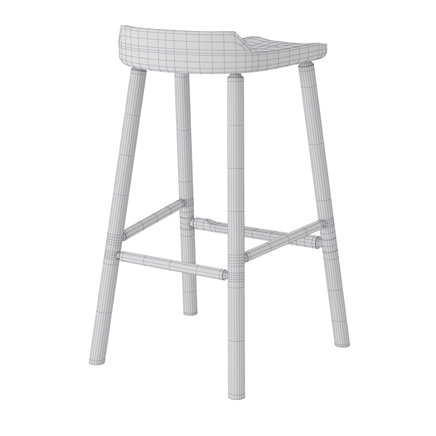 Another Country Hardy Bar Stool without back oak Low-poly 3D model_5