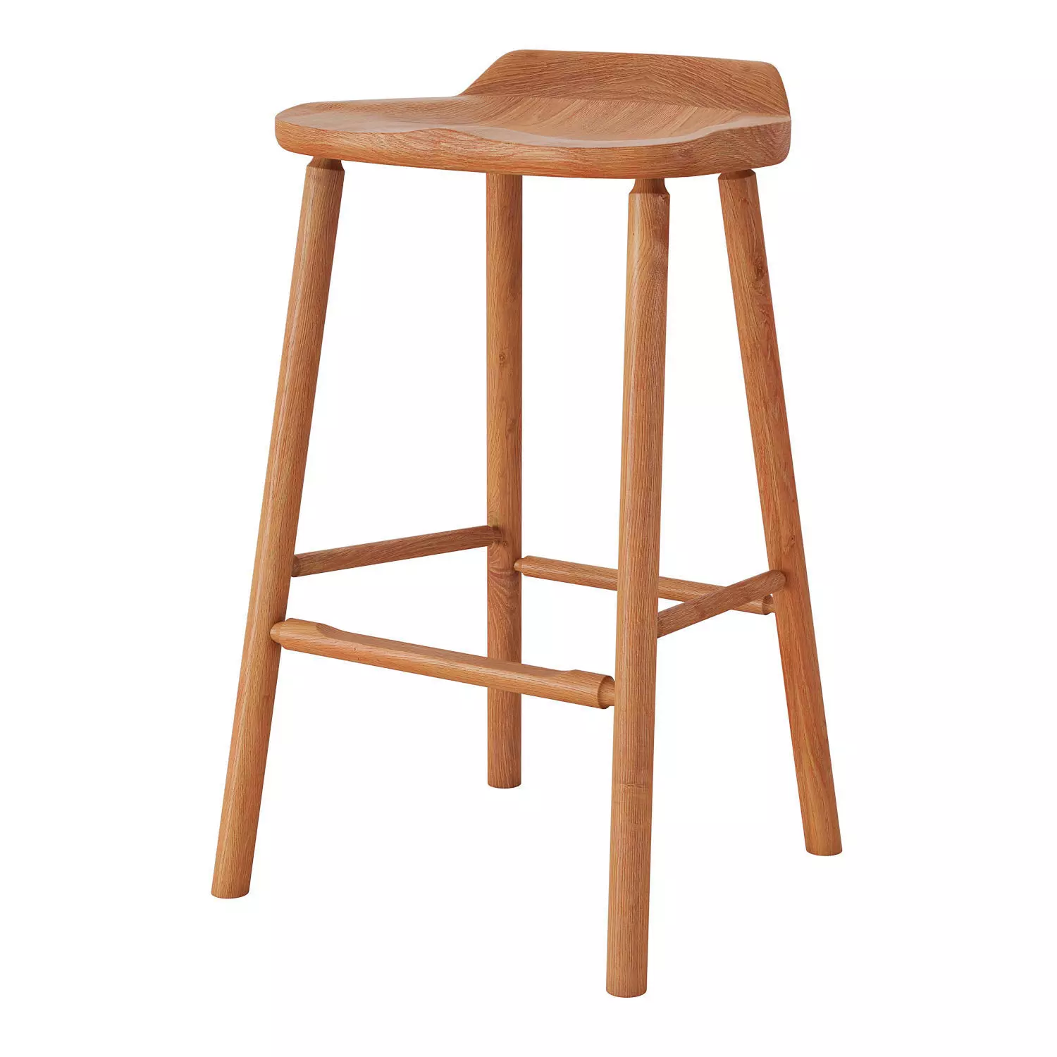 Another Country Hardy Bar Stool without back oak Low-poly 3D model_0