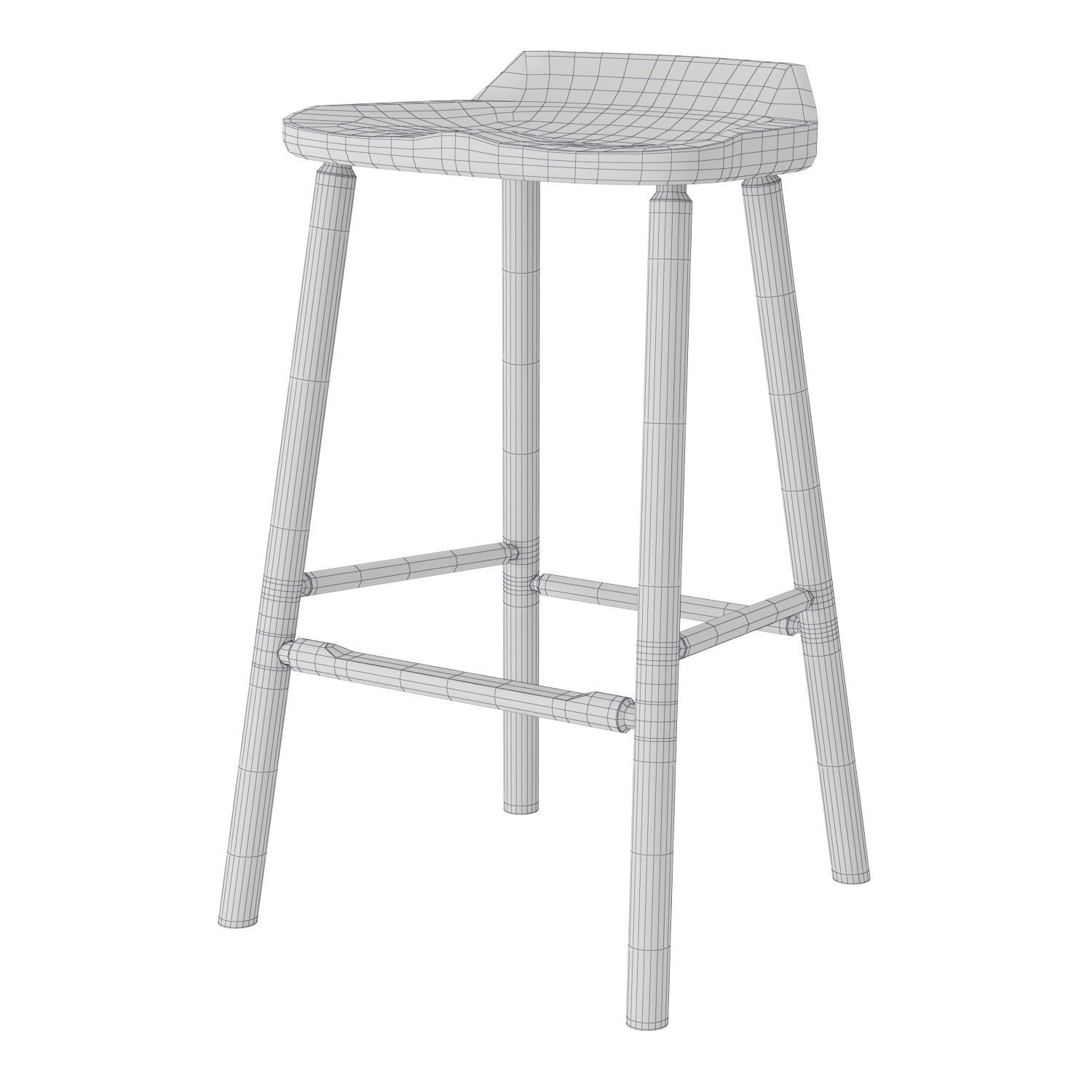 Another Country Hardy Bar Stool without back oak Low-poly 3D model_4