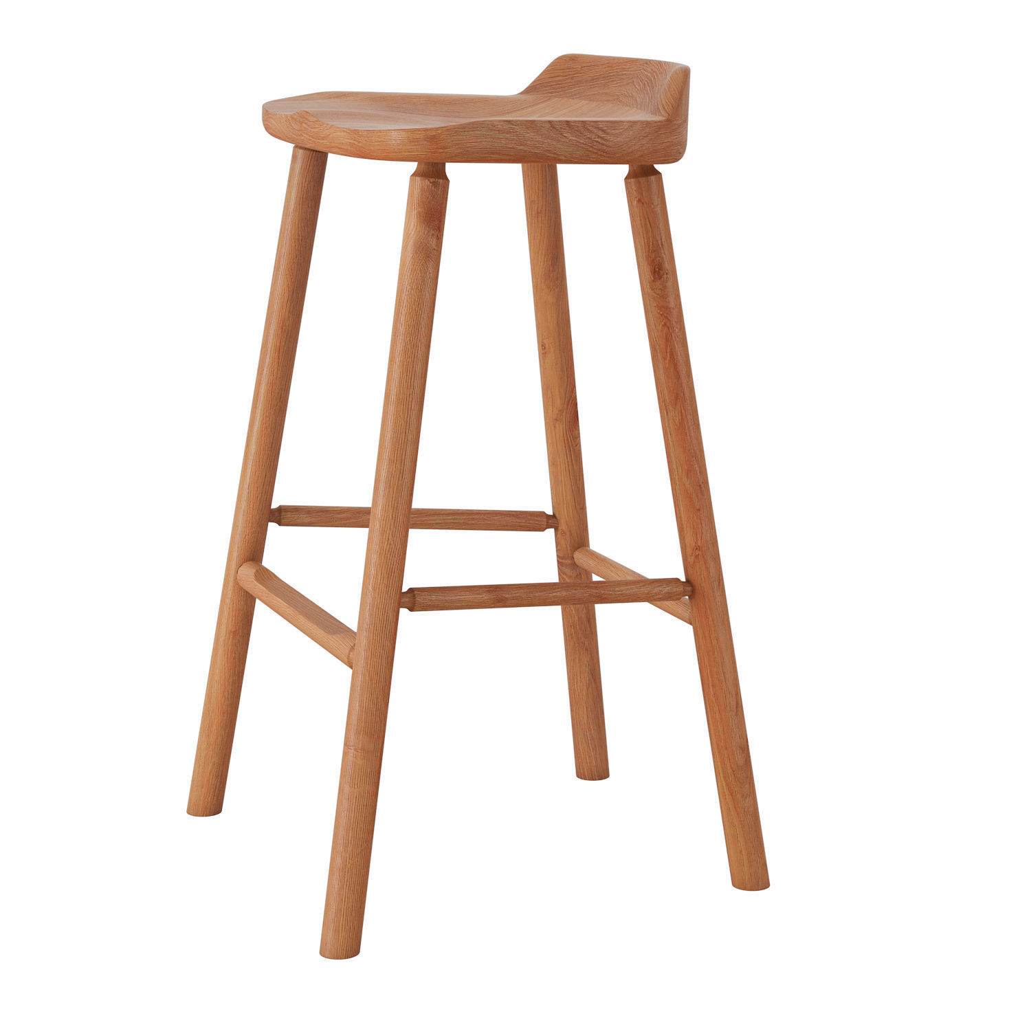 Another Country Hardy Bar Stool without back oak Low-poly 3D model_3