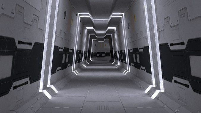 Scifi Tuunel Low-poly 3D model