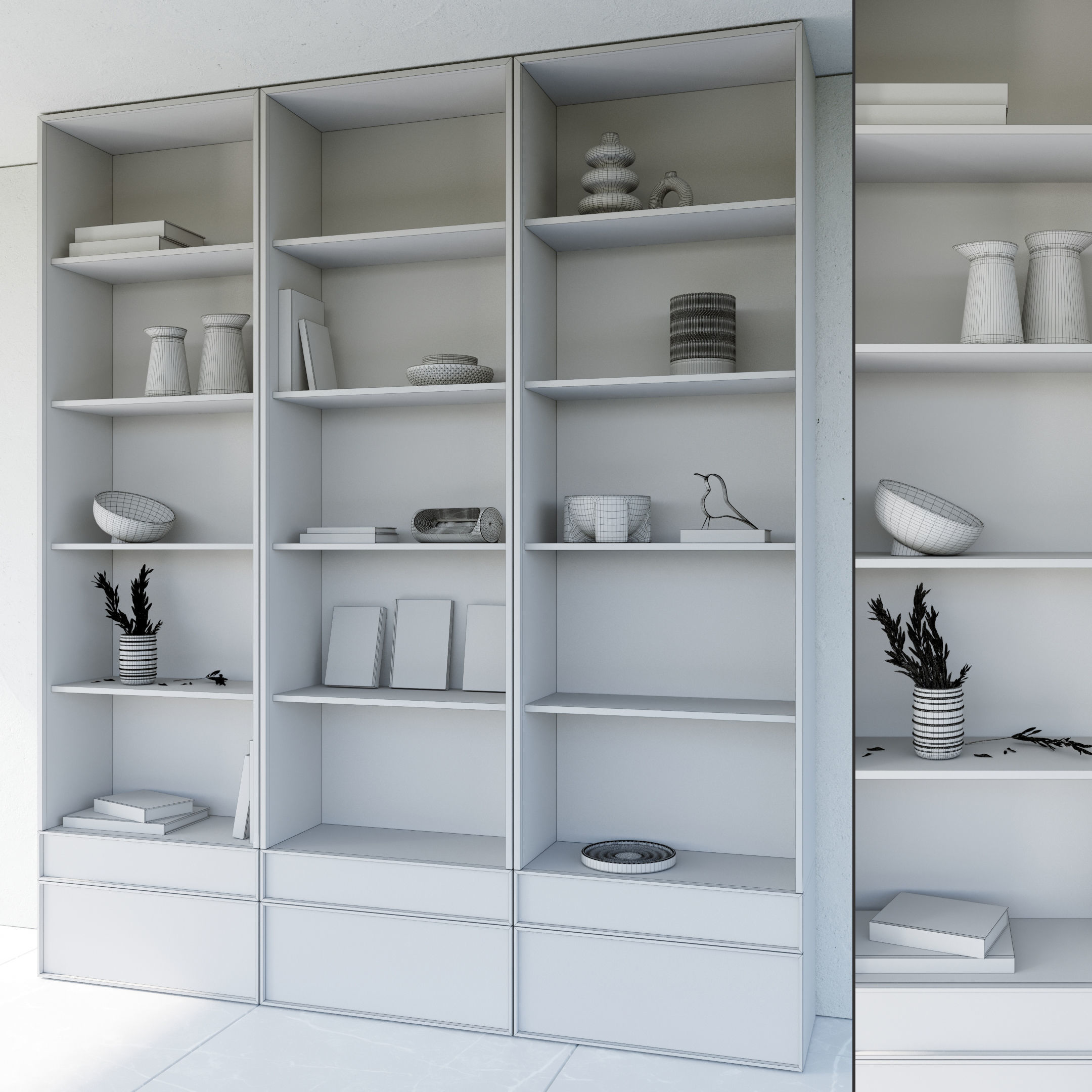 Bookcase and Rack 01 3D model_6