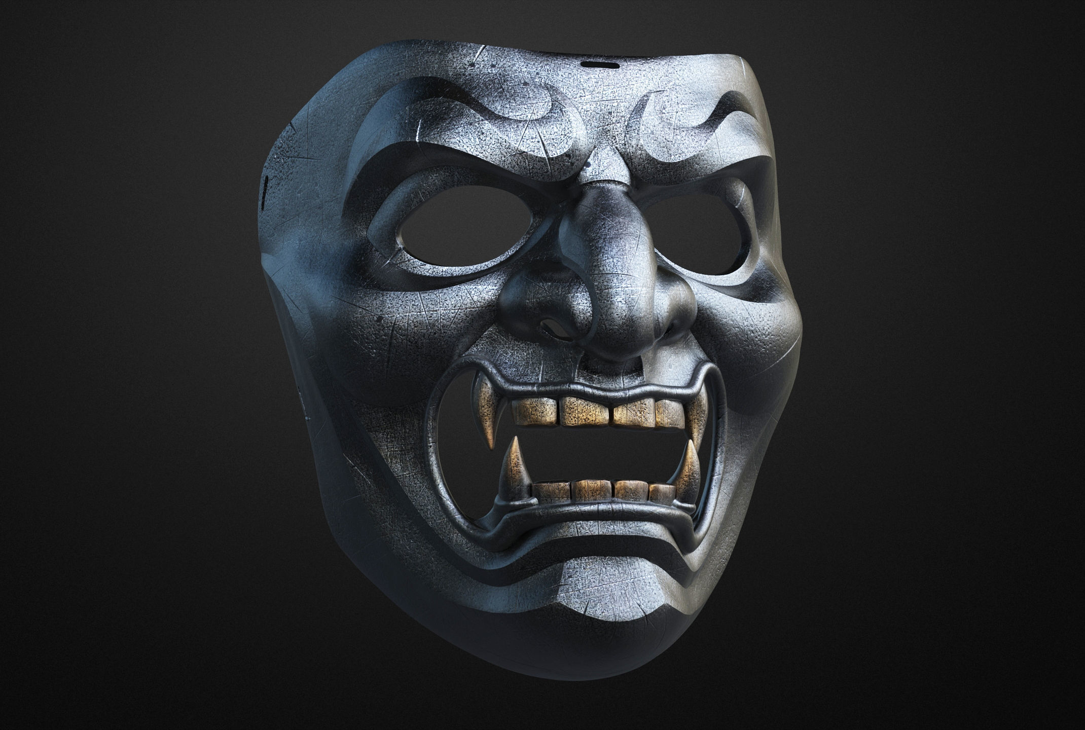 Mempo Japanese Samurai Mask 3D print model_5