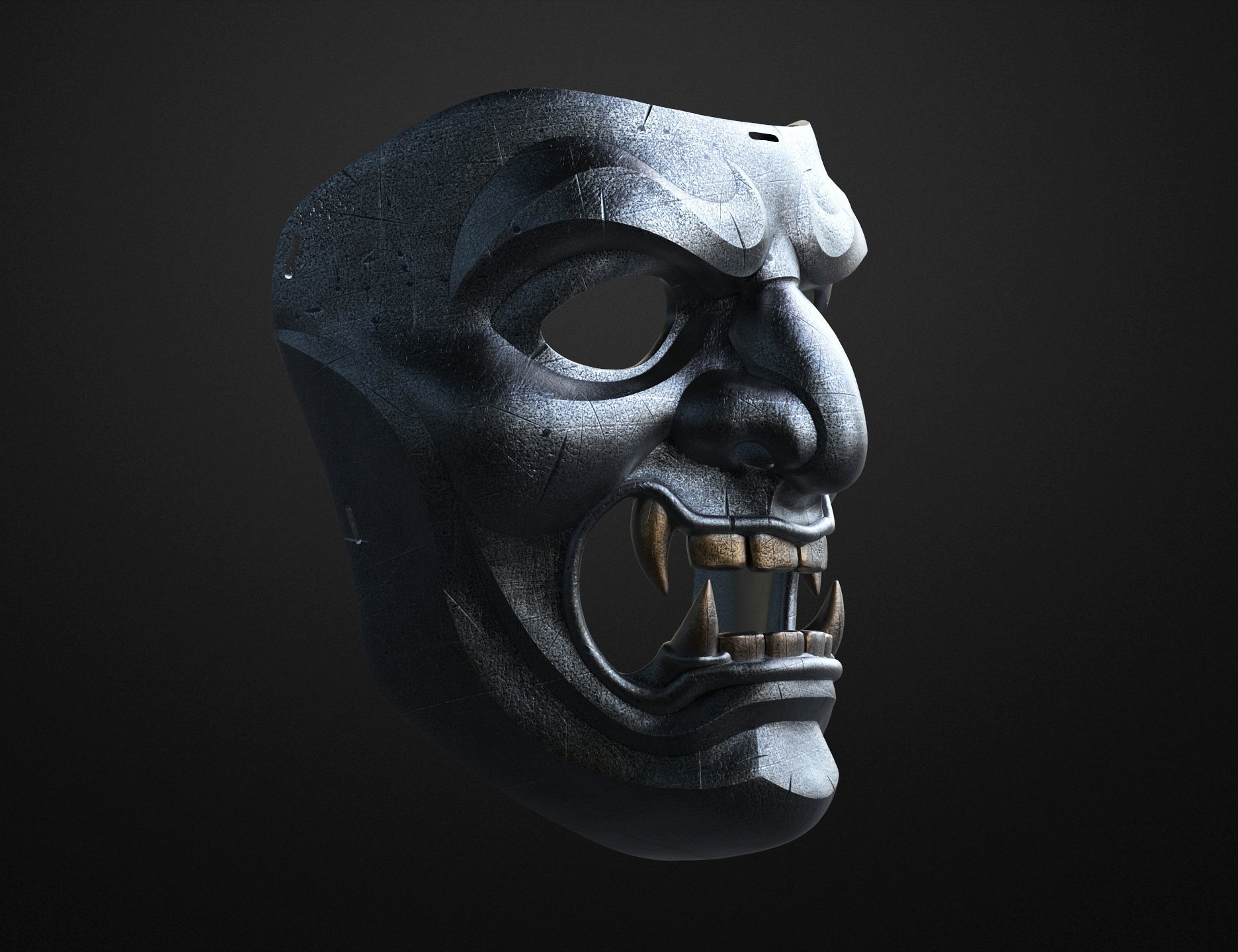 Mempo Japanese Samurai Mask 3D print model_7