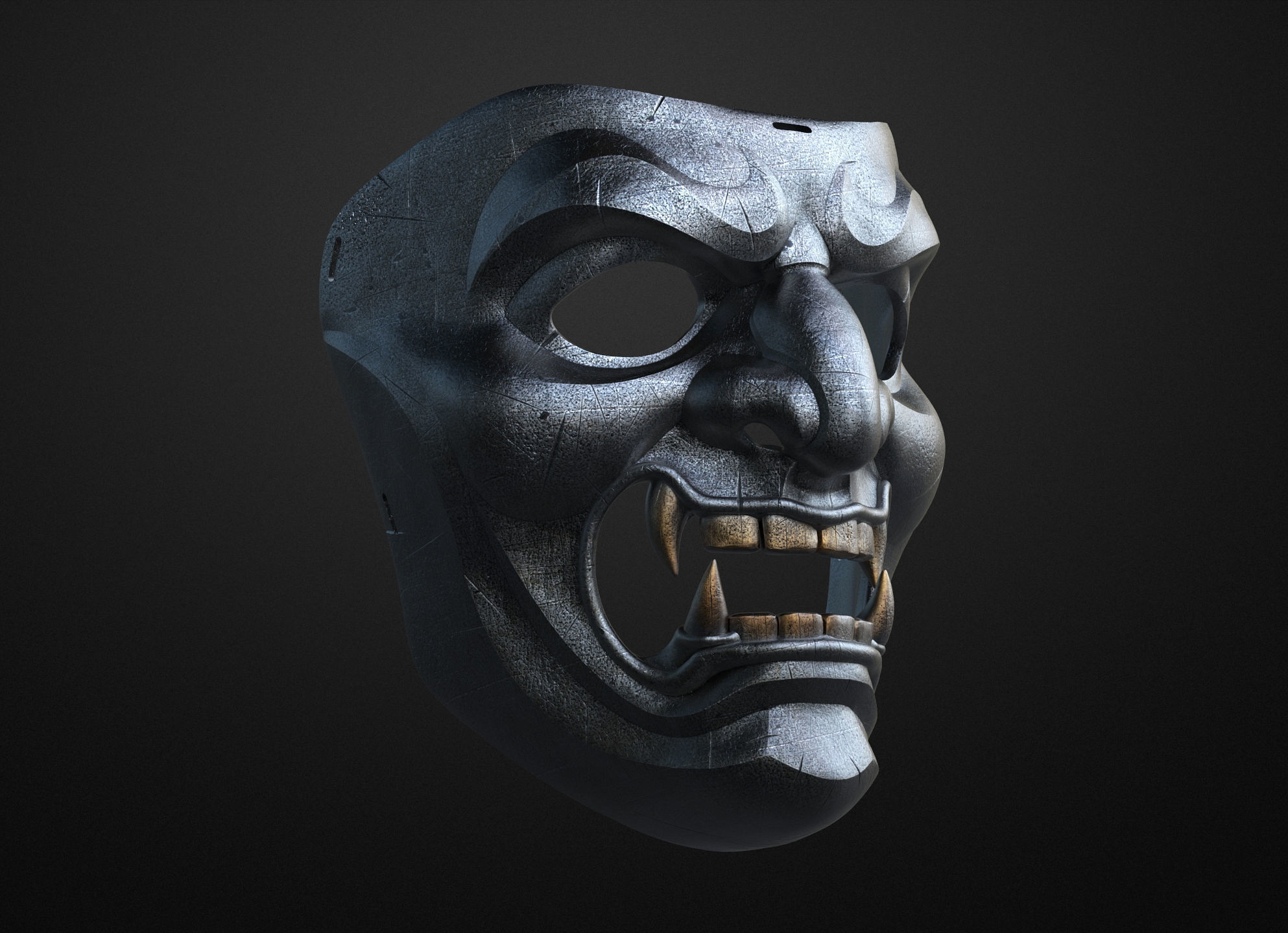 Mempo Japanese Samurai Mask 3D print model_6