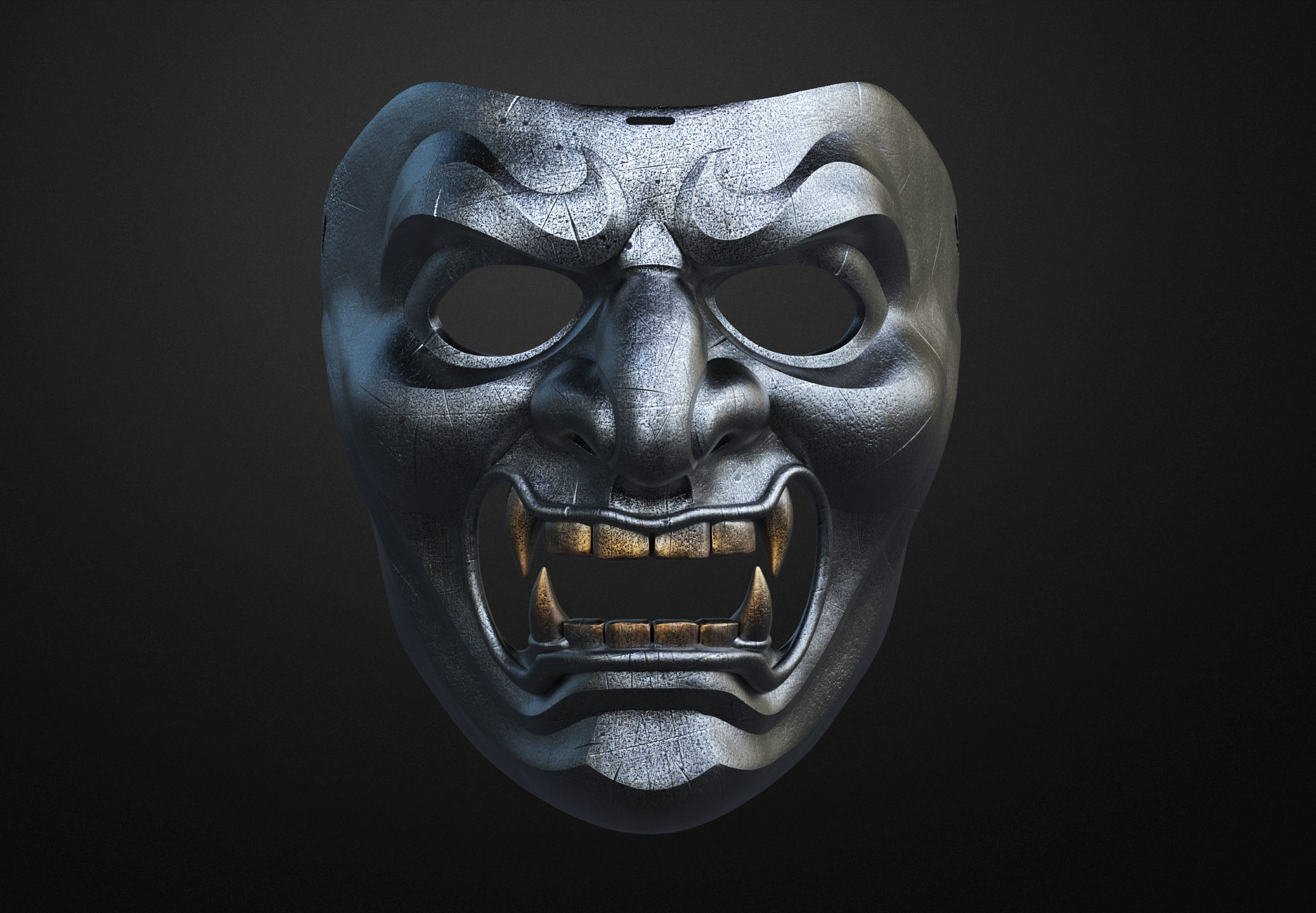 Mempo Japanese Samurai Mask 3D print model_4
