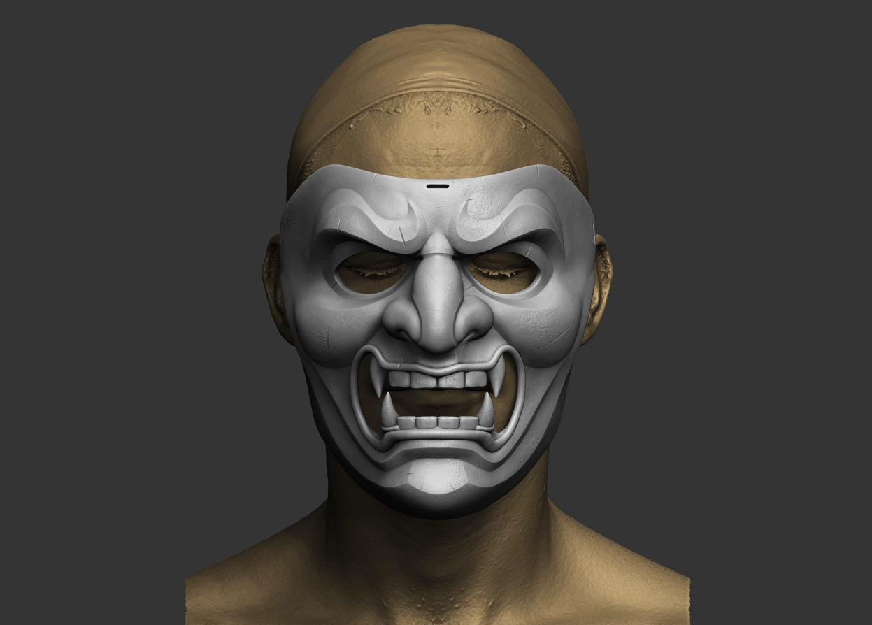 Mempo Japanese Samurai Mask 3D print model_1