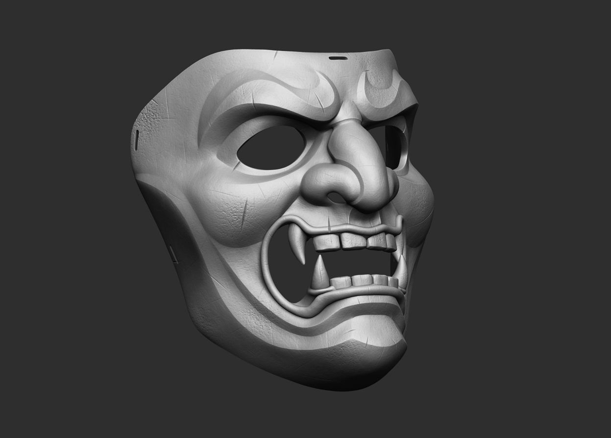 Mempo Japanese Samurai Mask 3D print model_9
