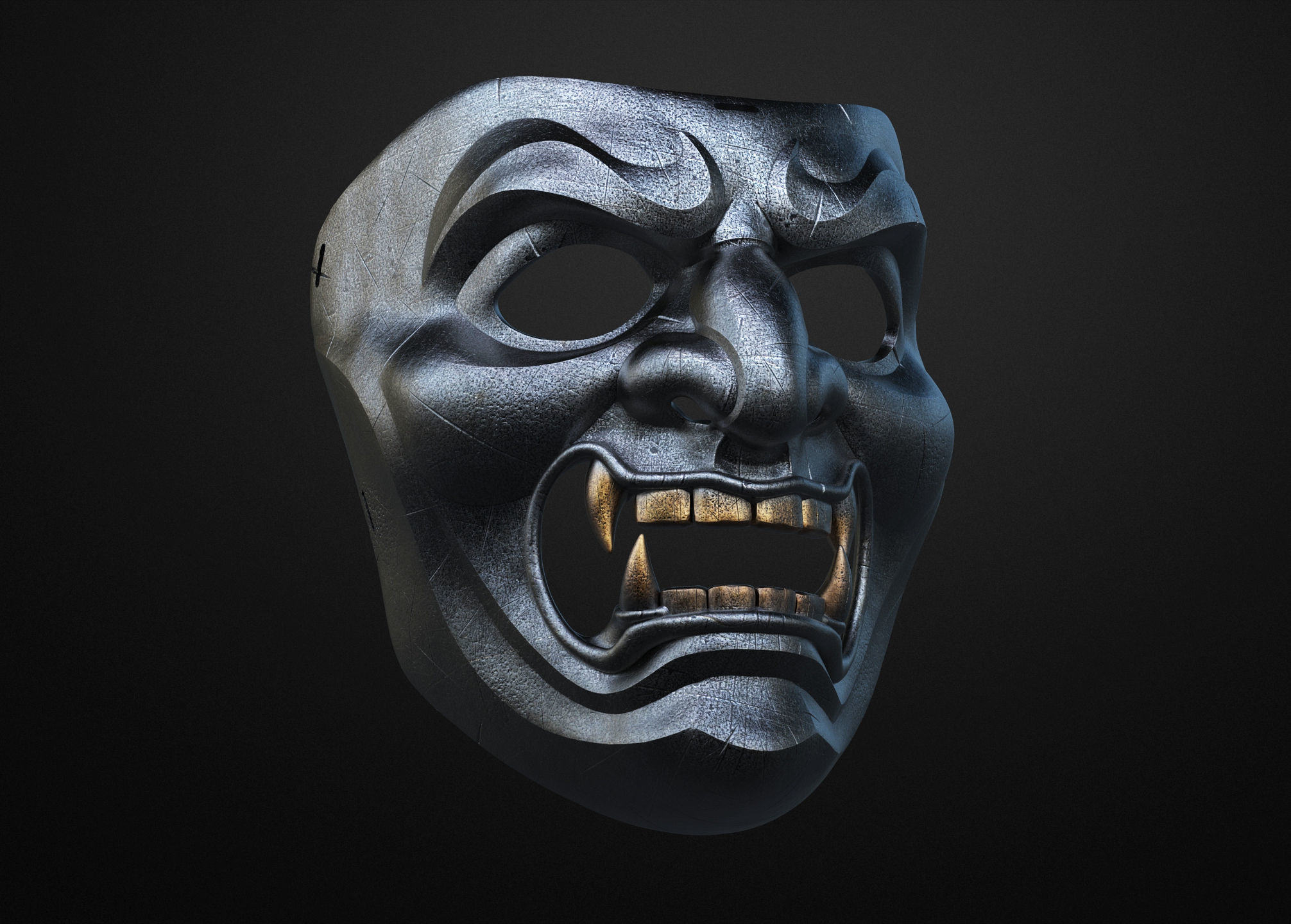 Mempo Japanese Samurai Mask 3D print model_3