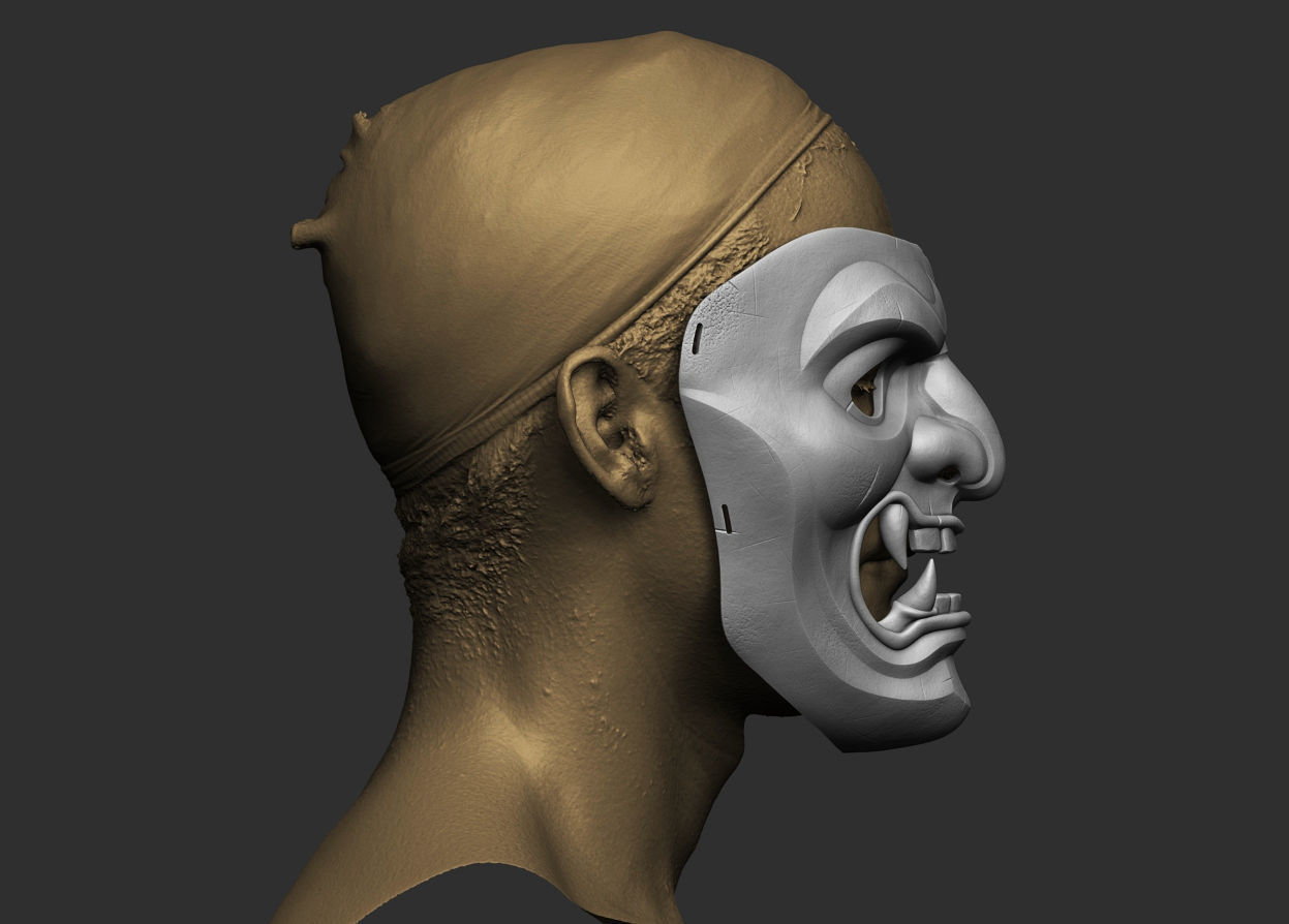 Mempo Japanese Samurai Mask 3D print model_2