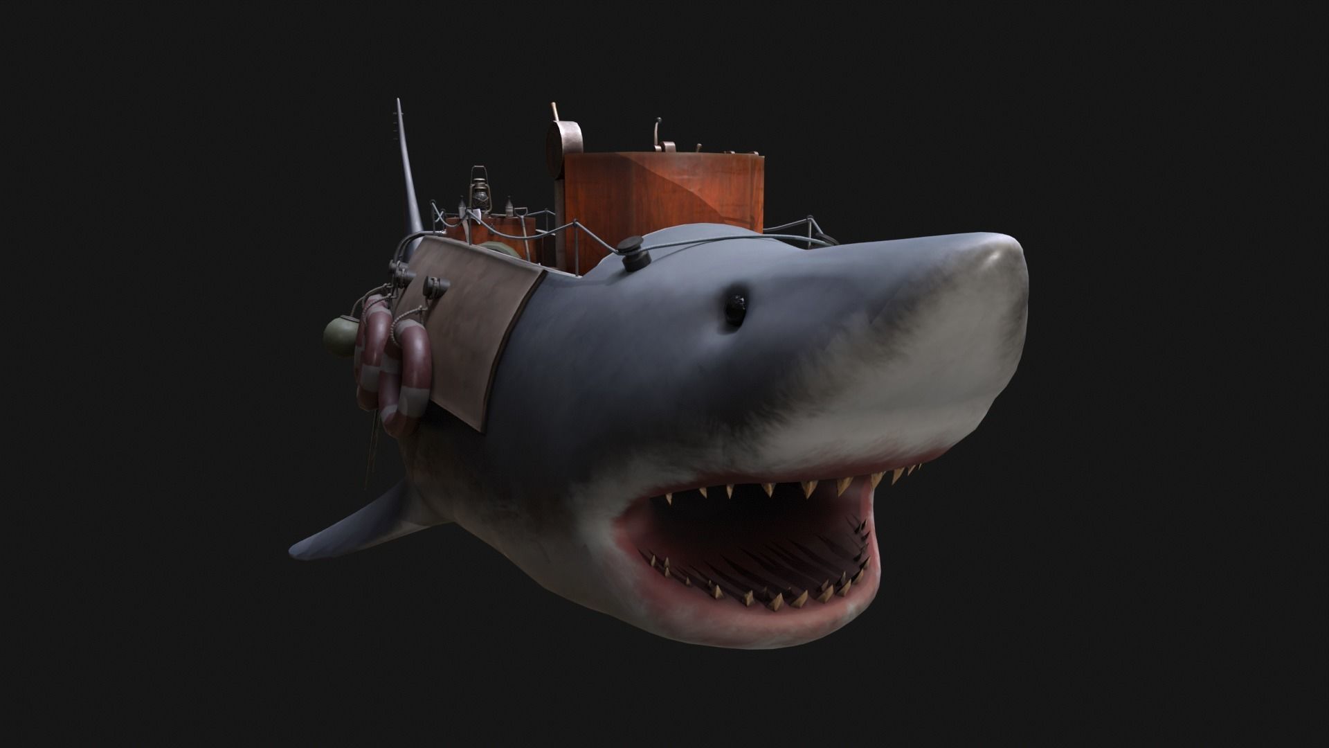 Shark Ship Low-poly 3D model_30