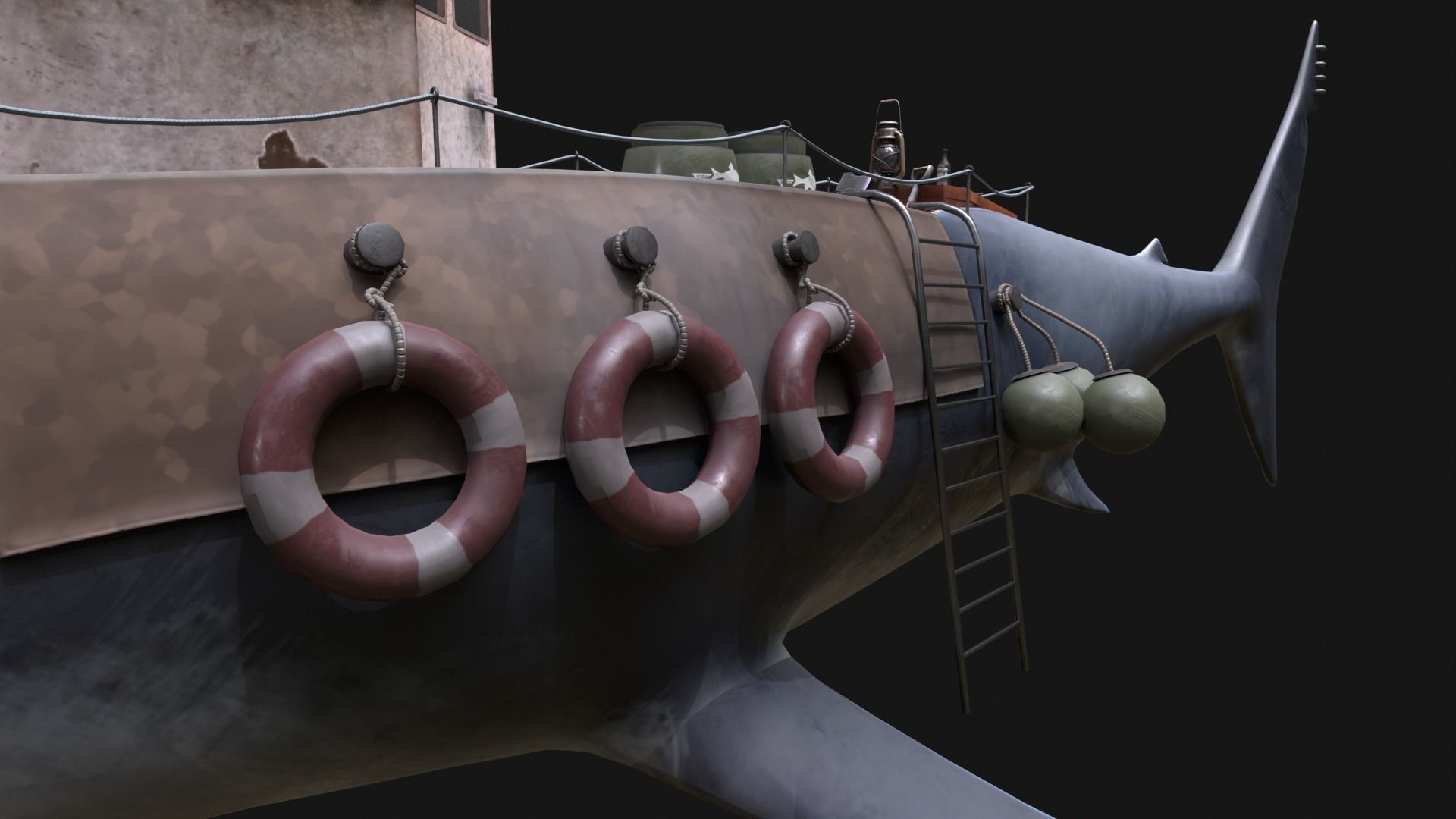 Shark Ship Low-poly 3D model_23