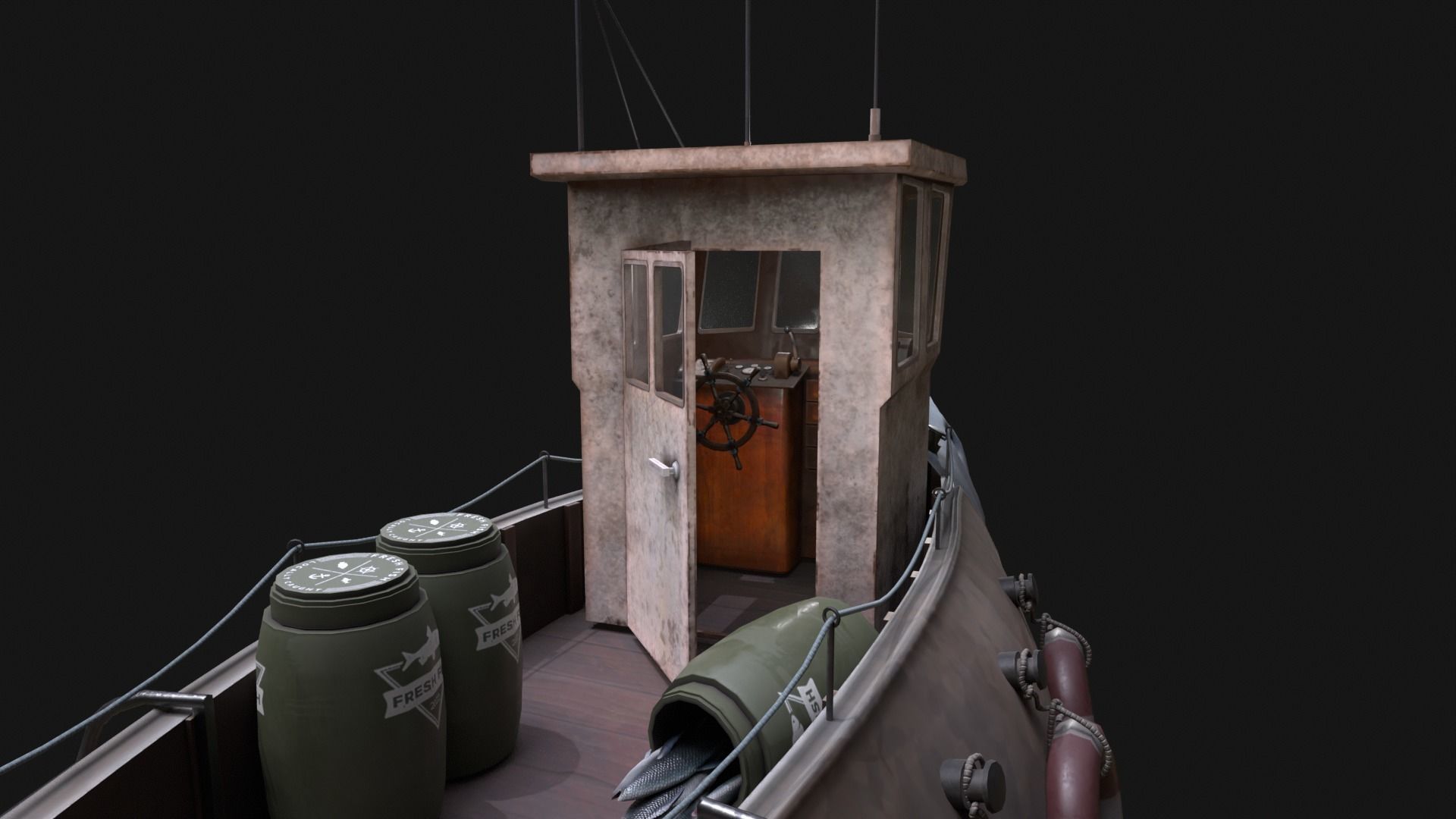 Shark Ship Low-poly 3D model_28