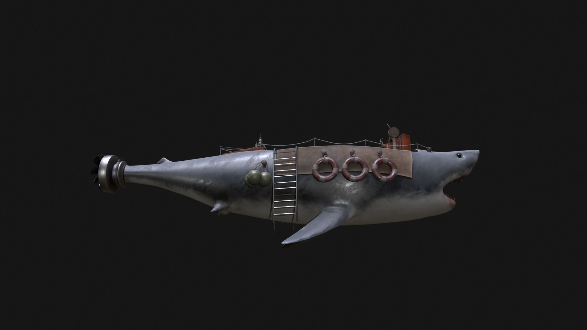 Shark Ship Low-poly 3D model_8