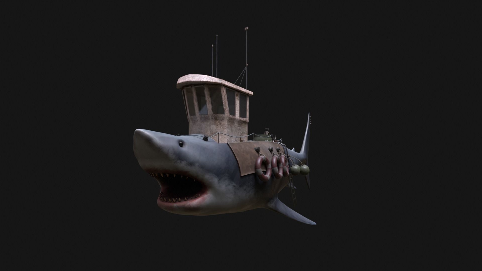 Shark Ship Low-poly 3D model_22
