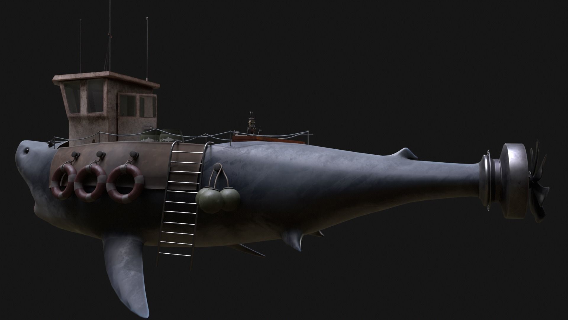 Shark Ship Low-poly 3D model_16