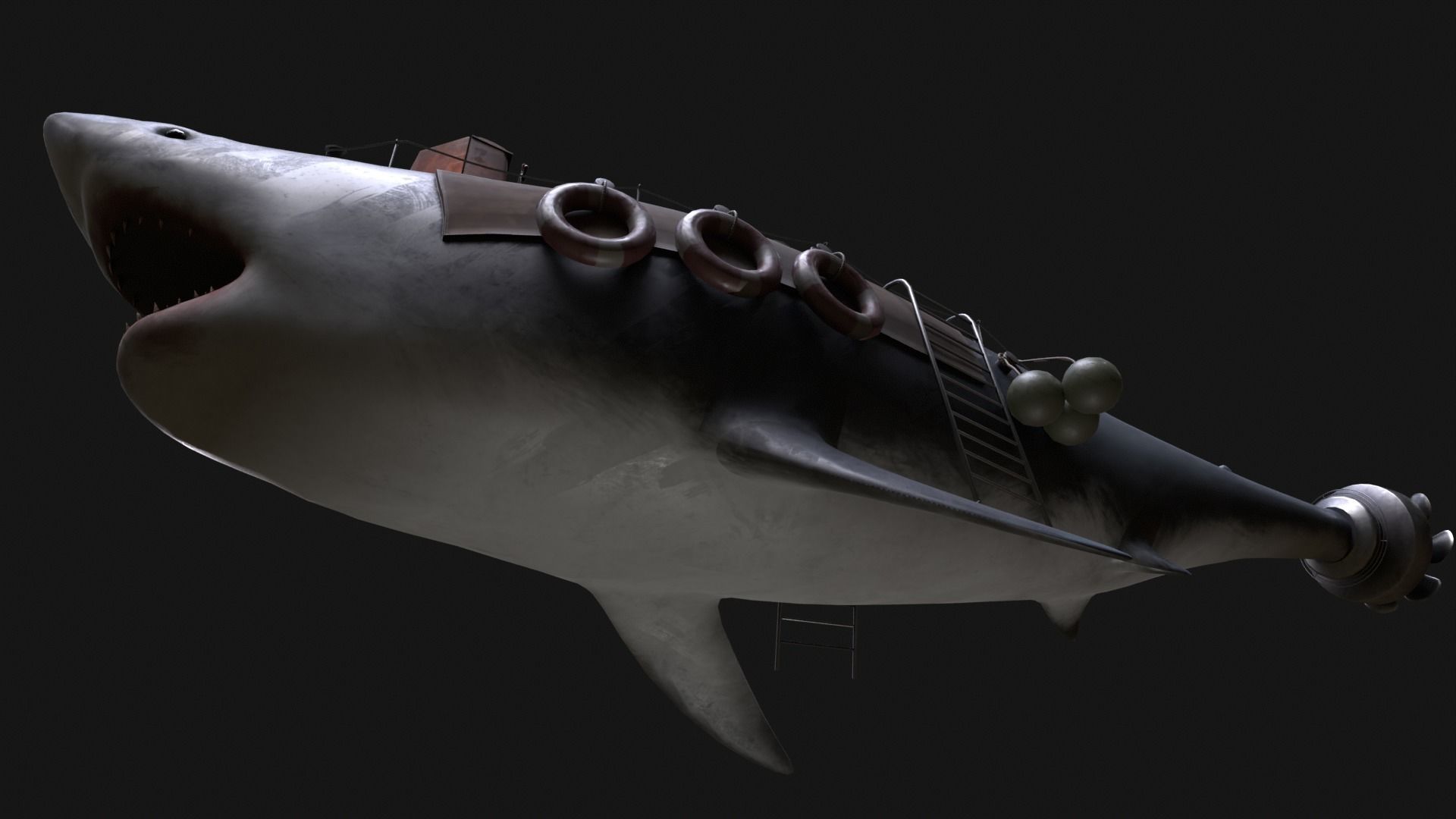 Shark Ship Low-poly 3D model_20