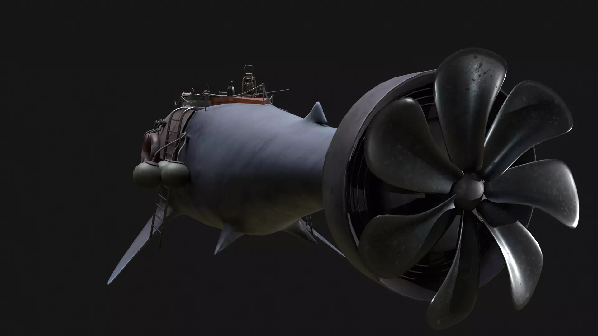 Shark Ship Low-poly 3D model_0