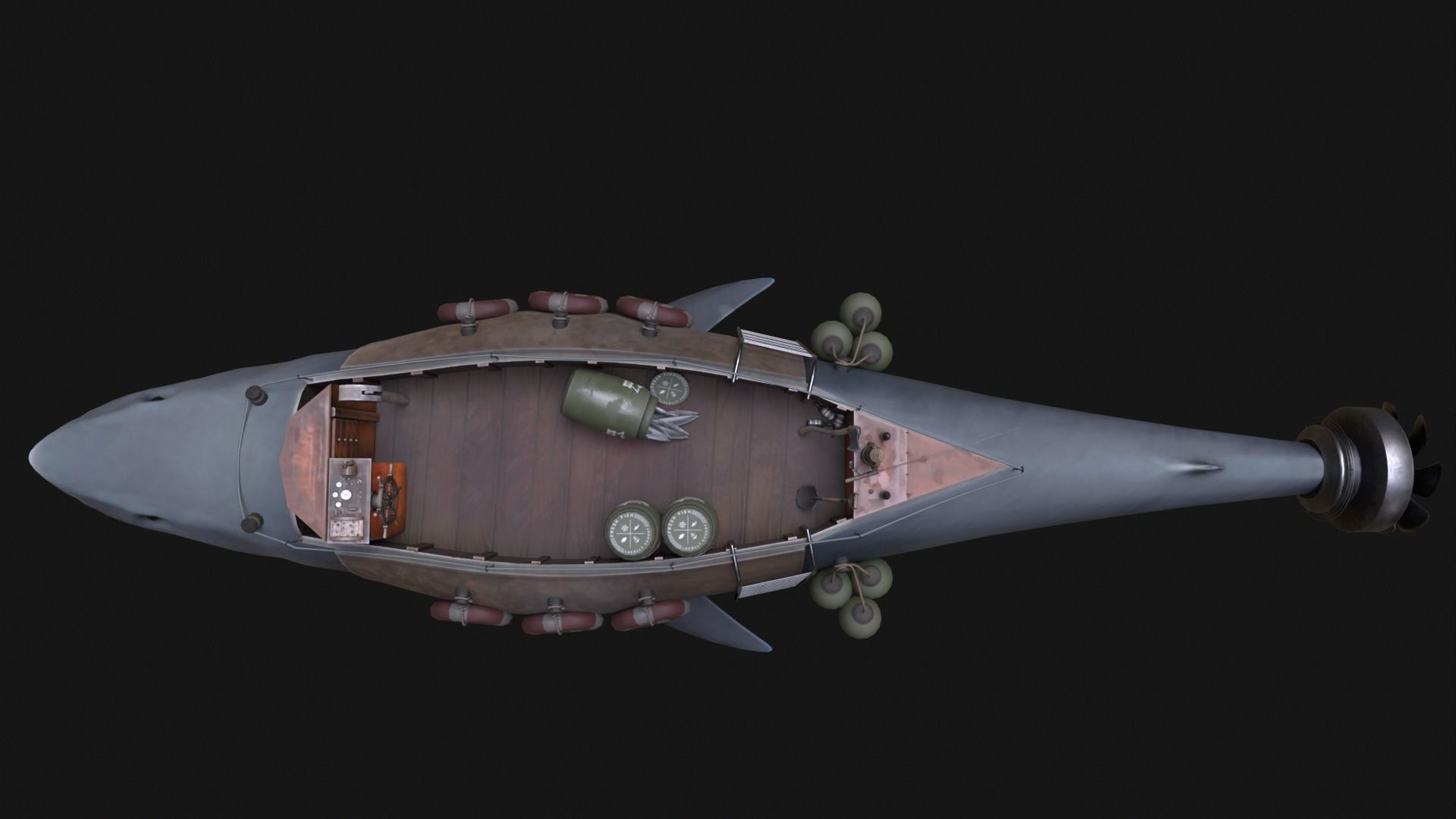 Shark Ship Low-poly 3D model_33