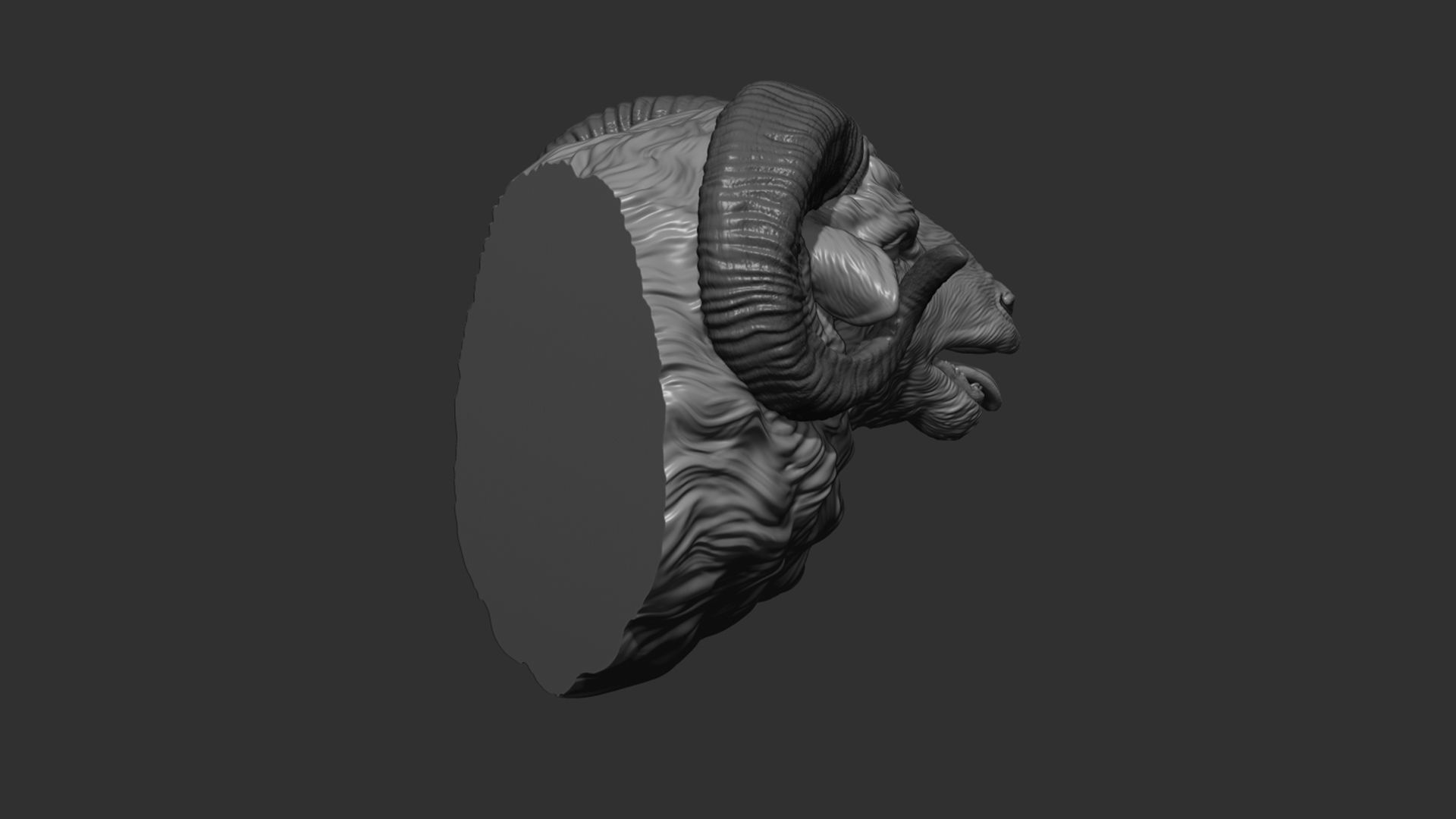Bleating ram head 3D print model_16