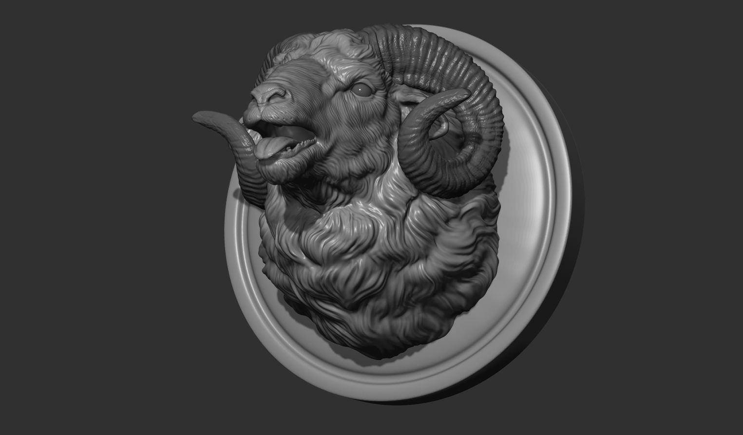 Bleating ram head 3D print model_8