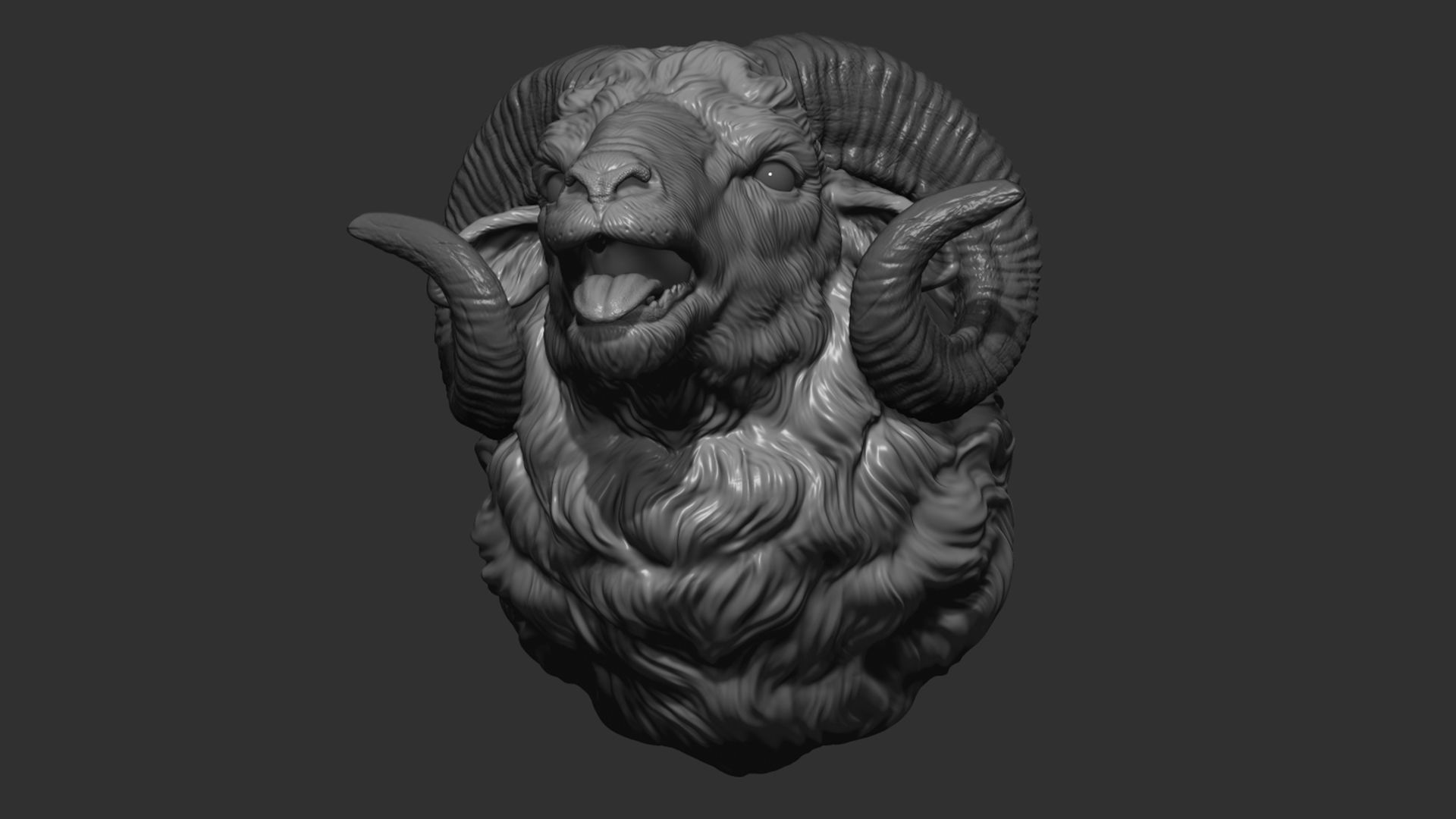 Bleating ram head 3D print model_14