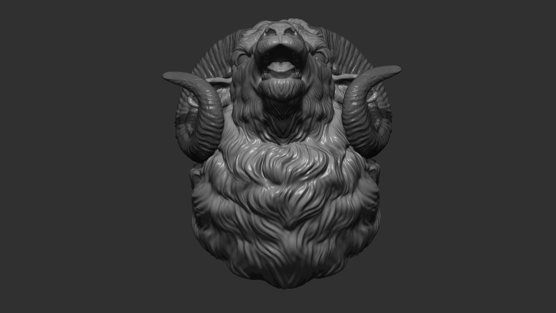Bleating ram head 3D print model_15