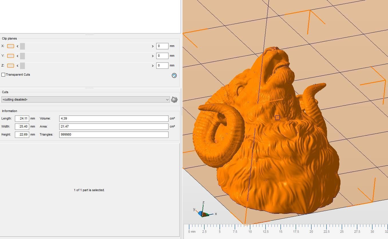 Bleating ram head 3D print model_19