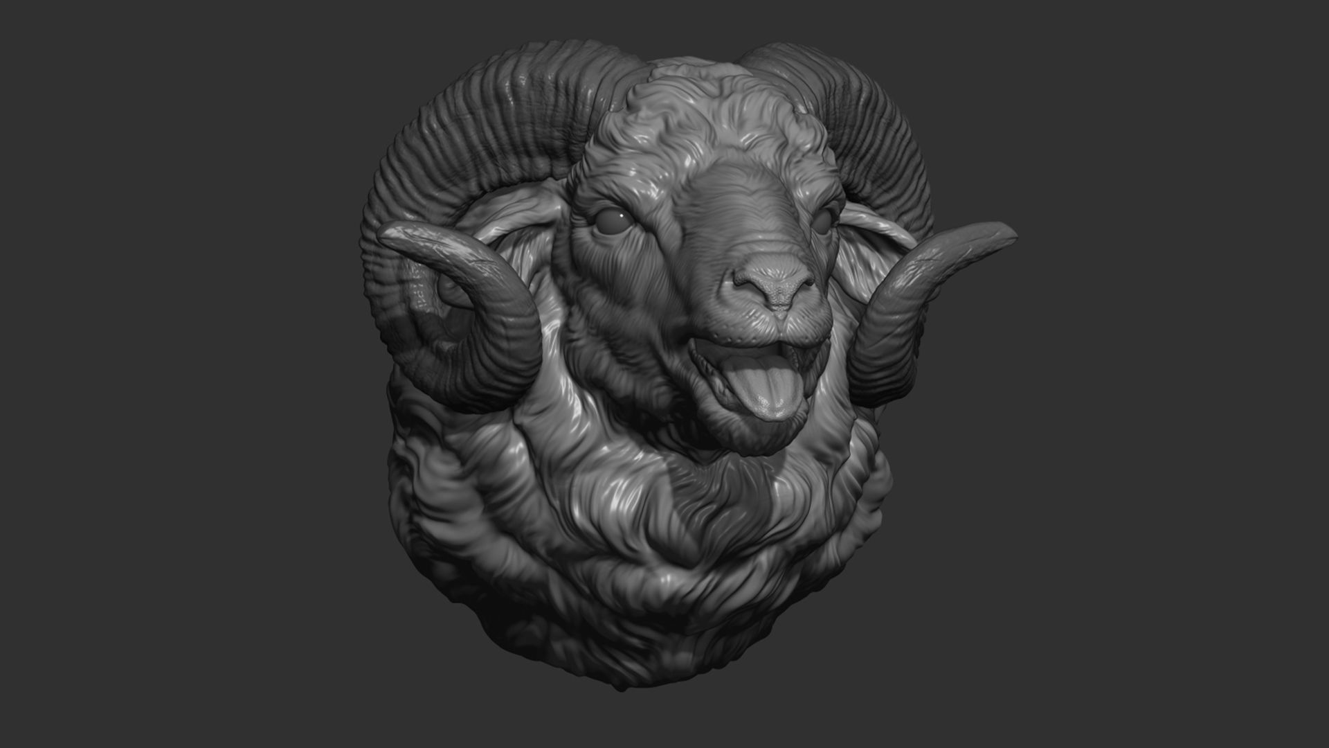 Bleating ram head 3D print model_13
